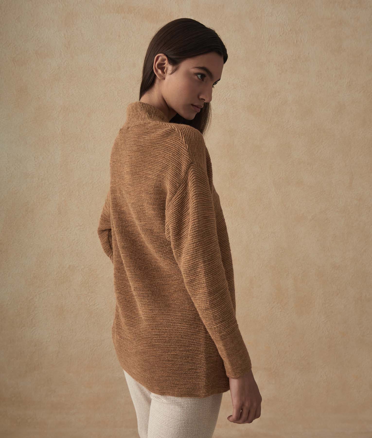 A Shape V Neck Tunic - Pecan Brown - Image 3
