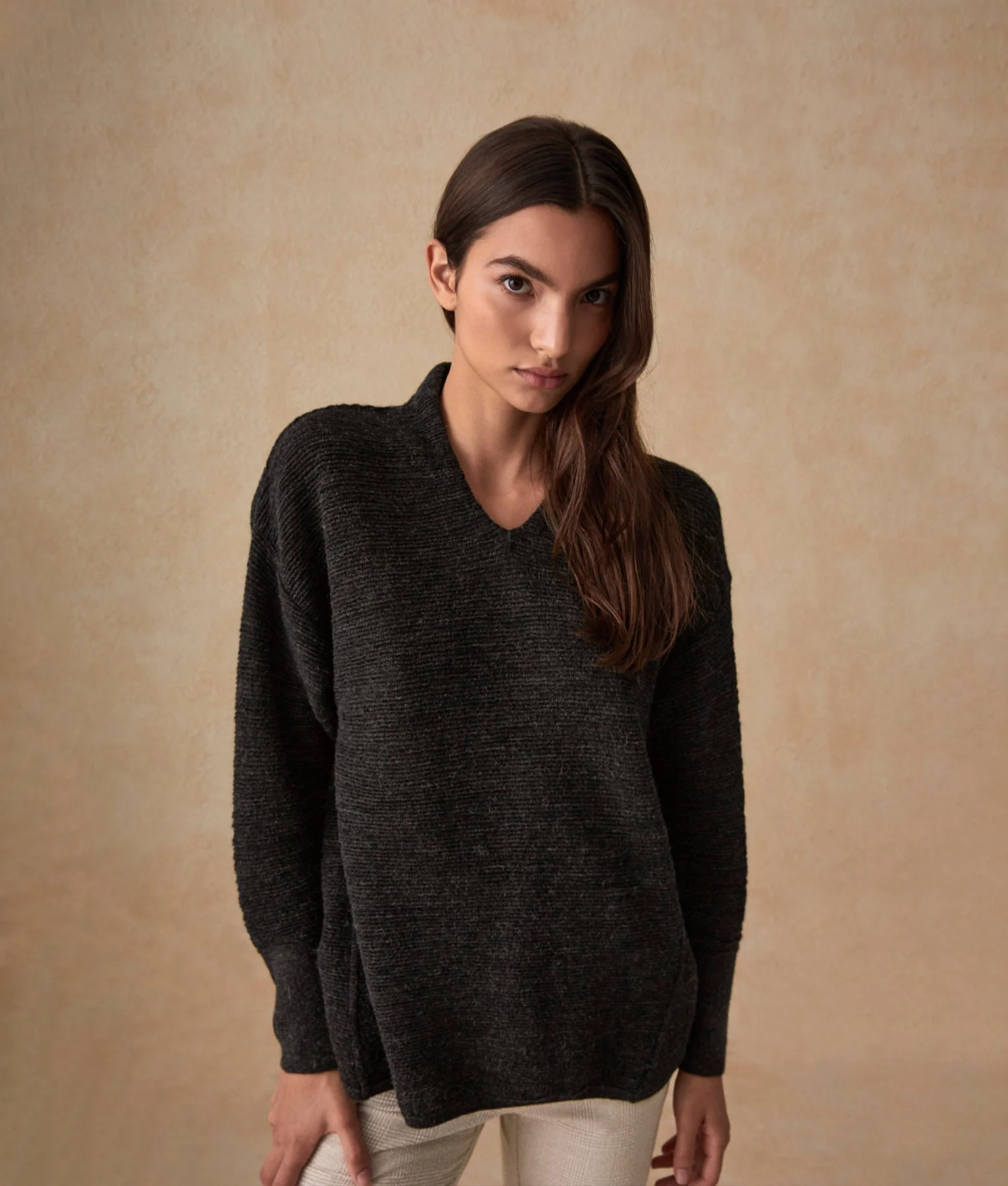 A Shape V Neck Tunic - Pirate Black