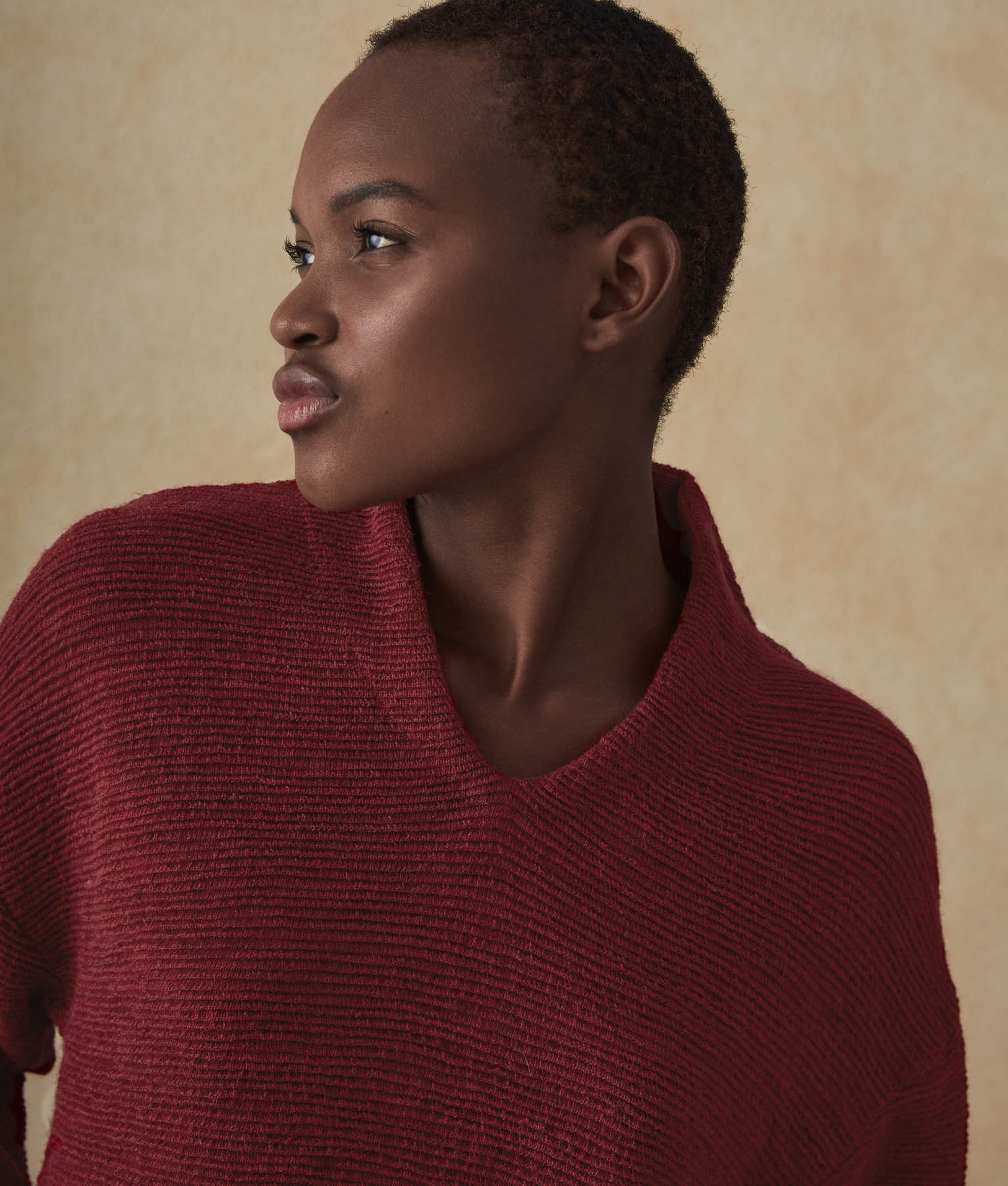 A Shape V Neck Tunic - Pompeian Red - Image 3
