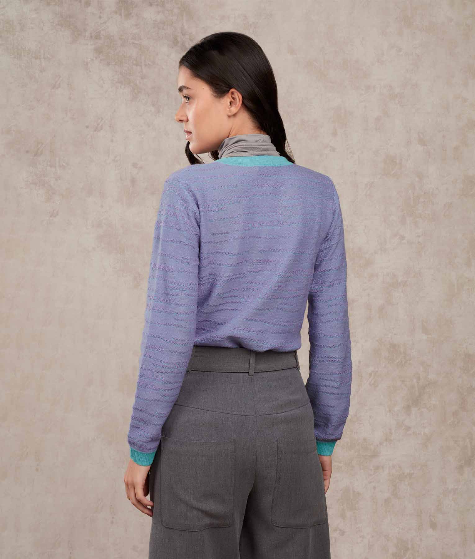 Abstract Lines Sweater - Cashmere Purple And Air Blue - Image 3