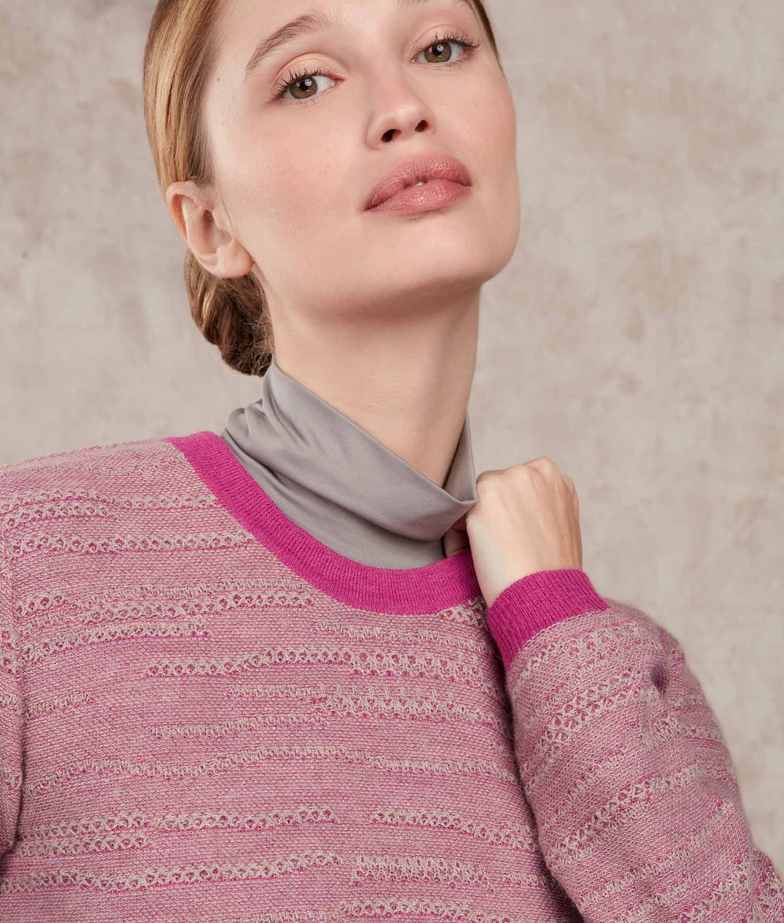 Abstract Lines Sweater - Meadow Mauve And Polka Dot - Image 2