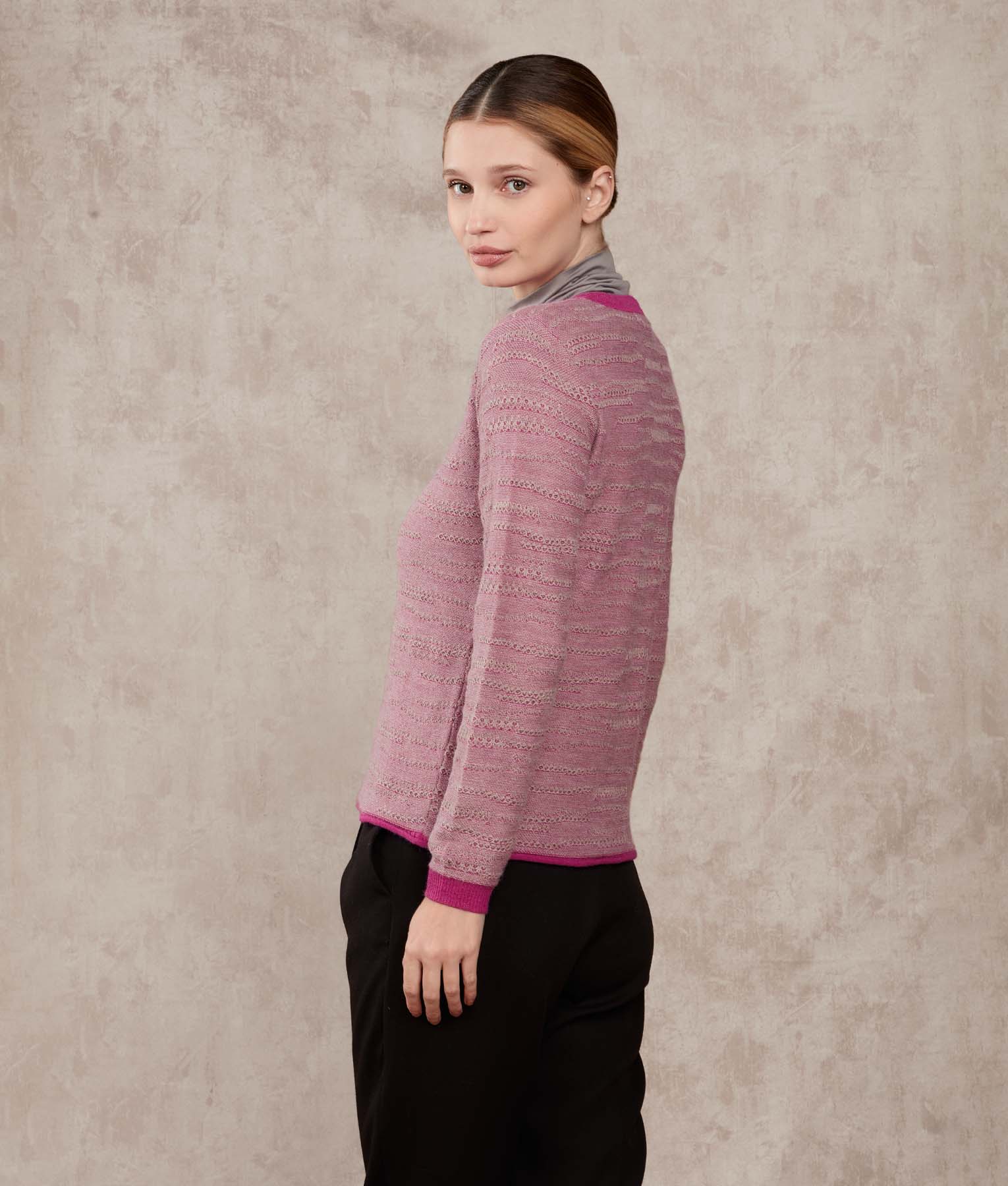 Abstract Lines Sweater - Meadow Mauve And Polka Dot - Image 3