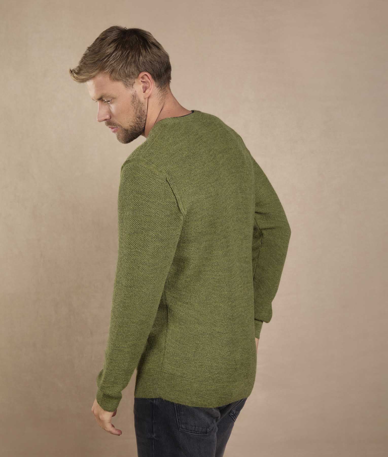 Basic Honey Comb Sweater - Vibrant Moss Green - Image 3