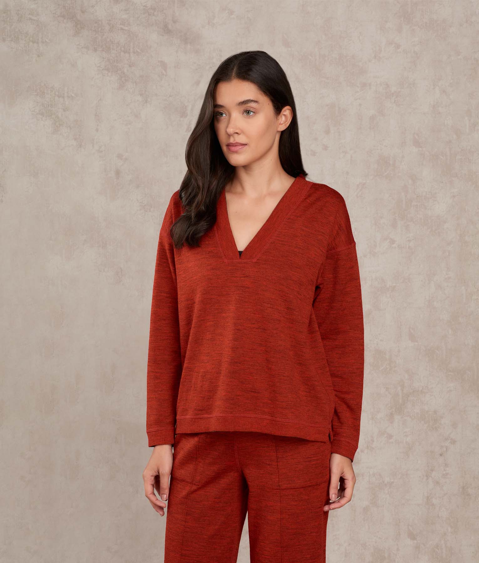 Basic Vee Neck Alpaca-Cotton Sweater - Image 3