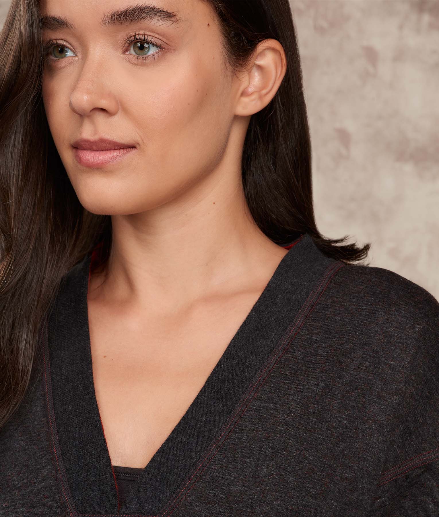 Basic Vee Neck Alpaca-Cotton Sweater - Image 16