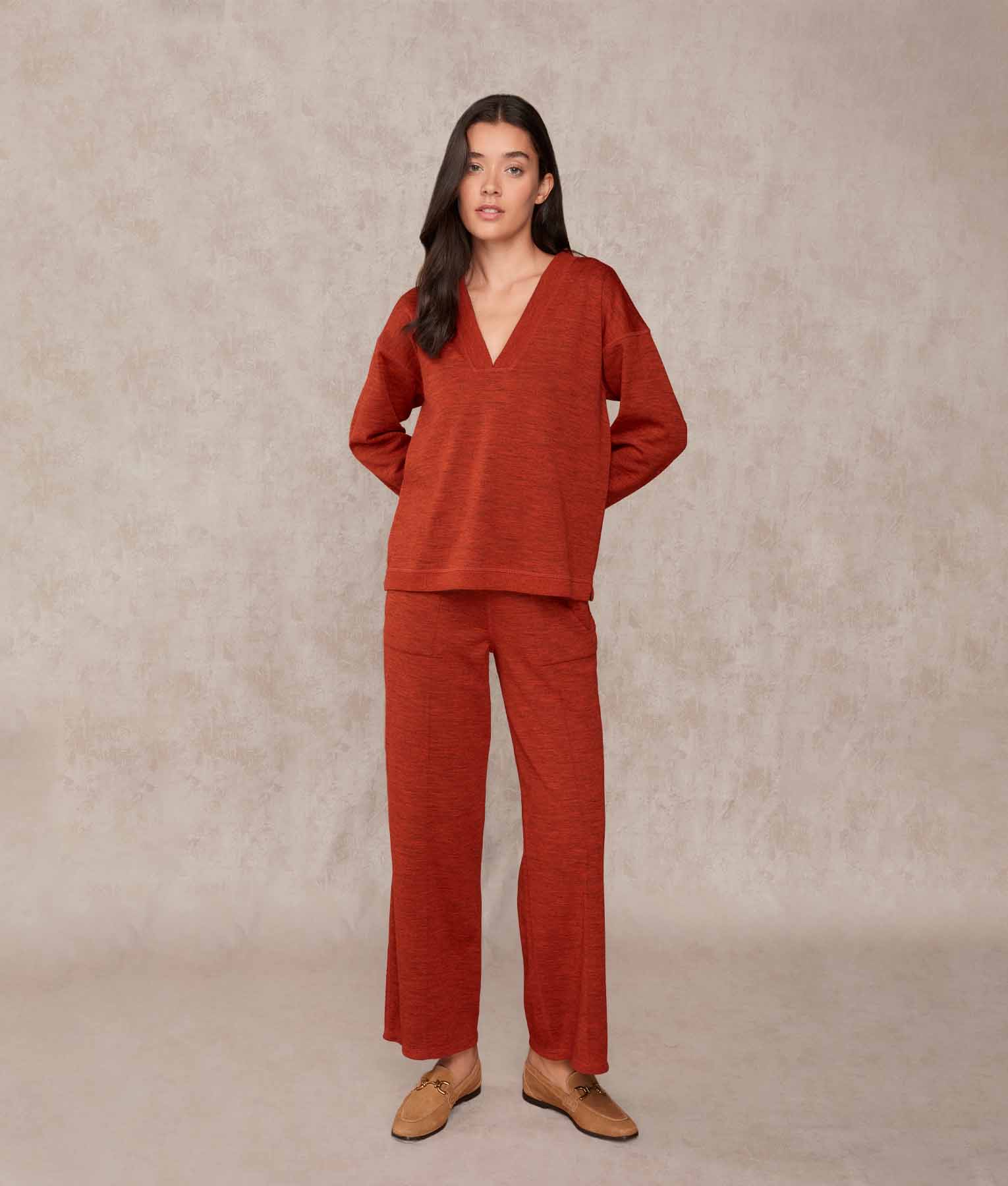 Basic Vee Neck Alpaca-Cotton Sweater - Image 14