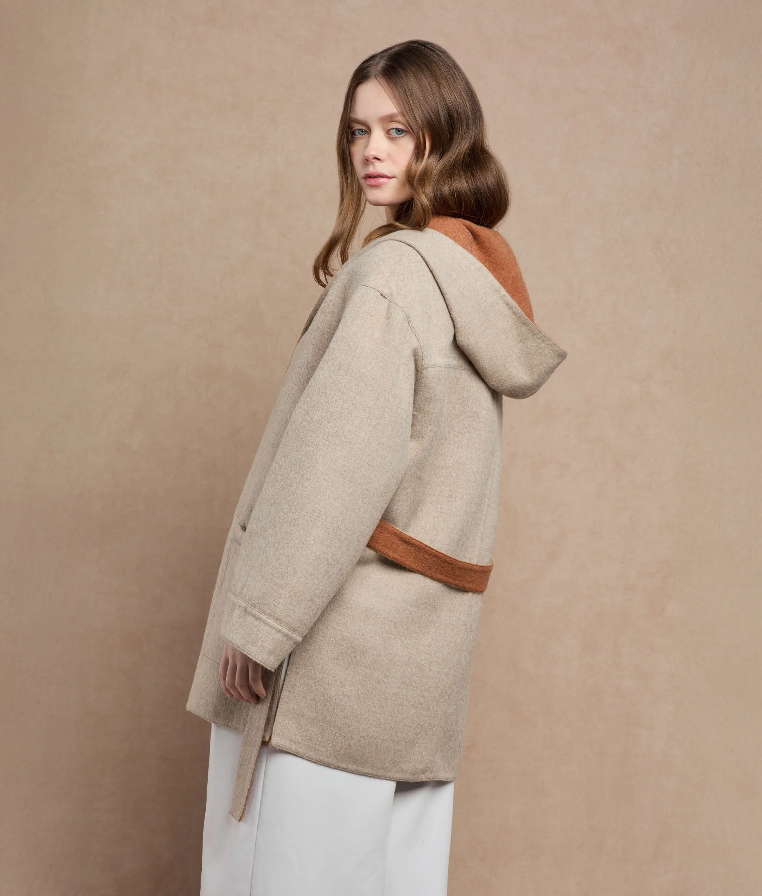 Belted Short Hoodie - Brown Rust And Brandy - Image 4