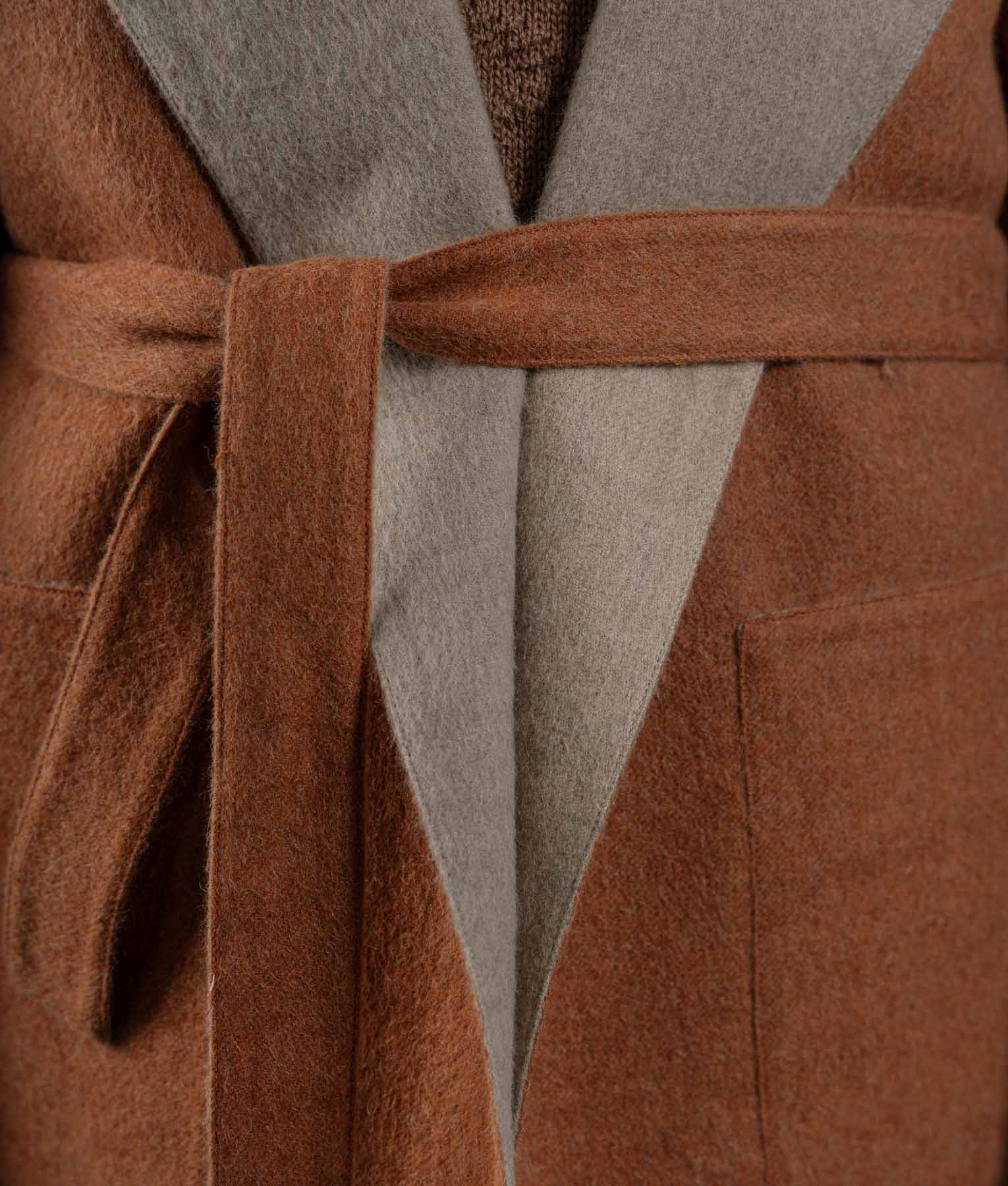 Belted Short Hoodie - Brown Rust And Brandy - Image 6