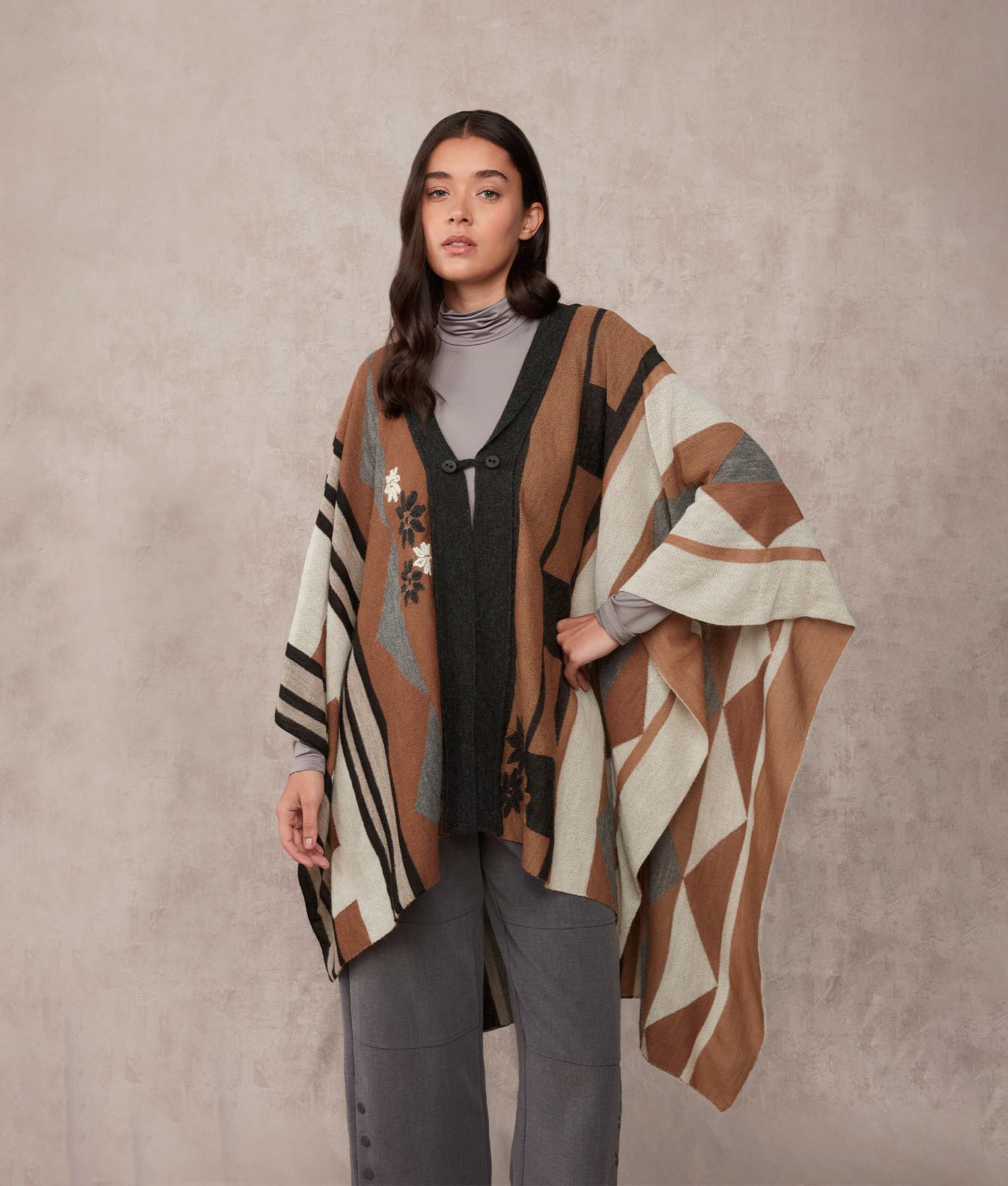 Beyond A Cape With Embroidary - Pirate Black And Brown Sugar