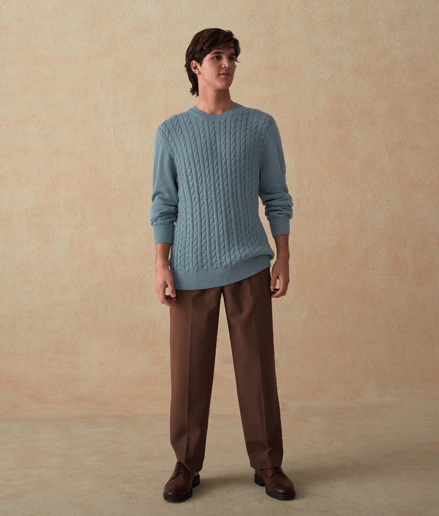 Cable-Knit Men's Baby Alpaca Sweater - Image 4