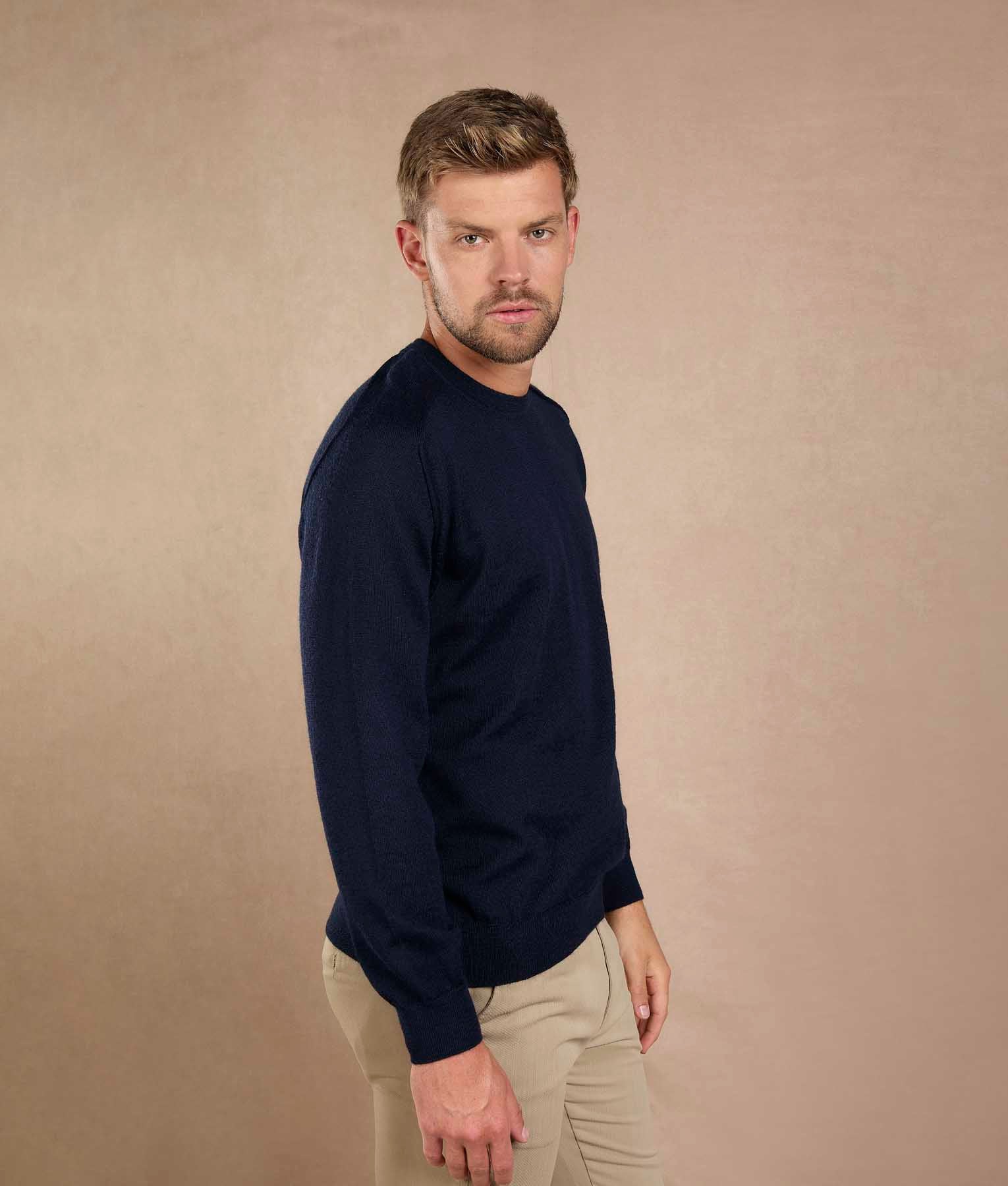 Classic Navy Crew Neck Sweater - Image 2