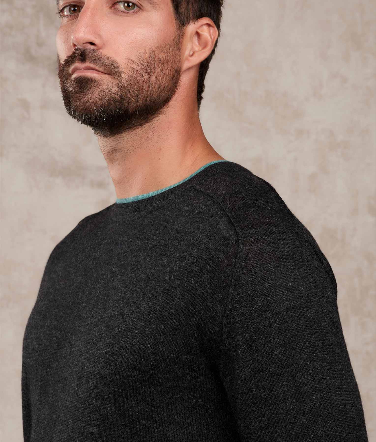 Classic Jersey Saddle Shoulder Crew - Meteorite And Aquatic - Image 3