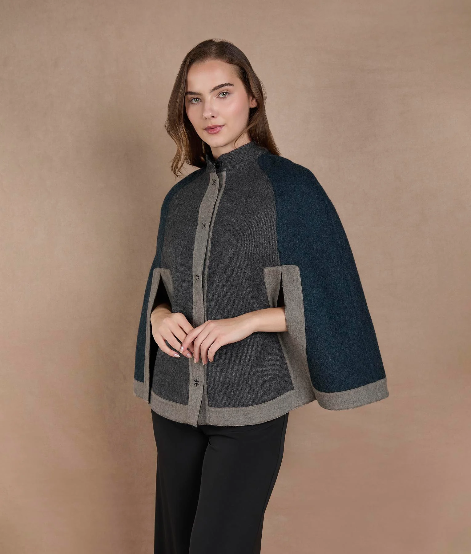 Color Blocked Reversible Cape - Ghost And Tornado - Image 2