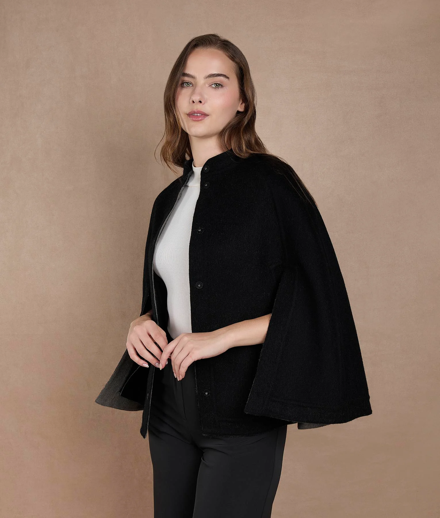 Color Blocked Reversible Cape - Ghost And Tornado - Image 5