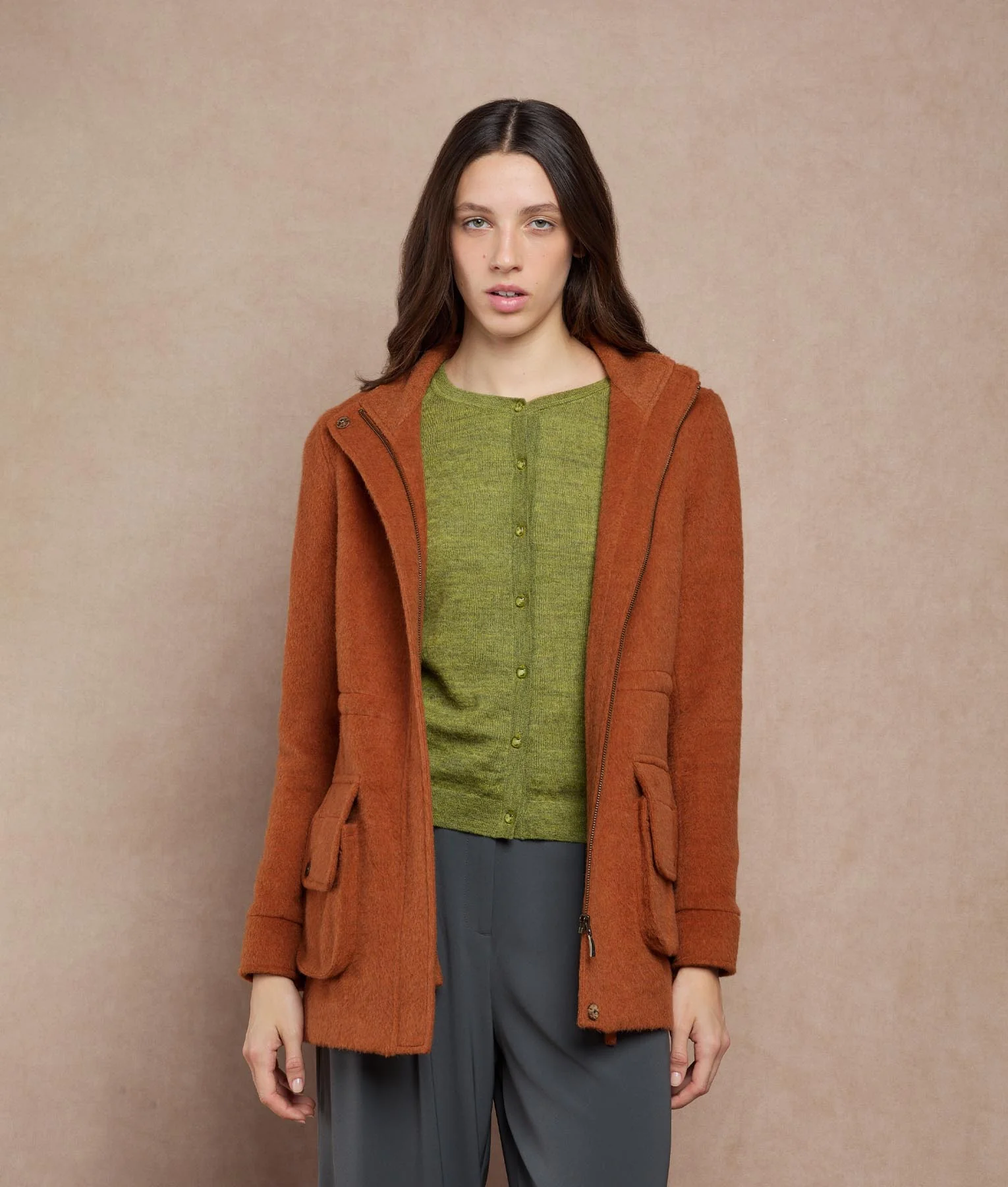 Easy Fit Cargo Coat - Umber Brown - Image 2