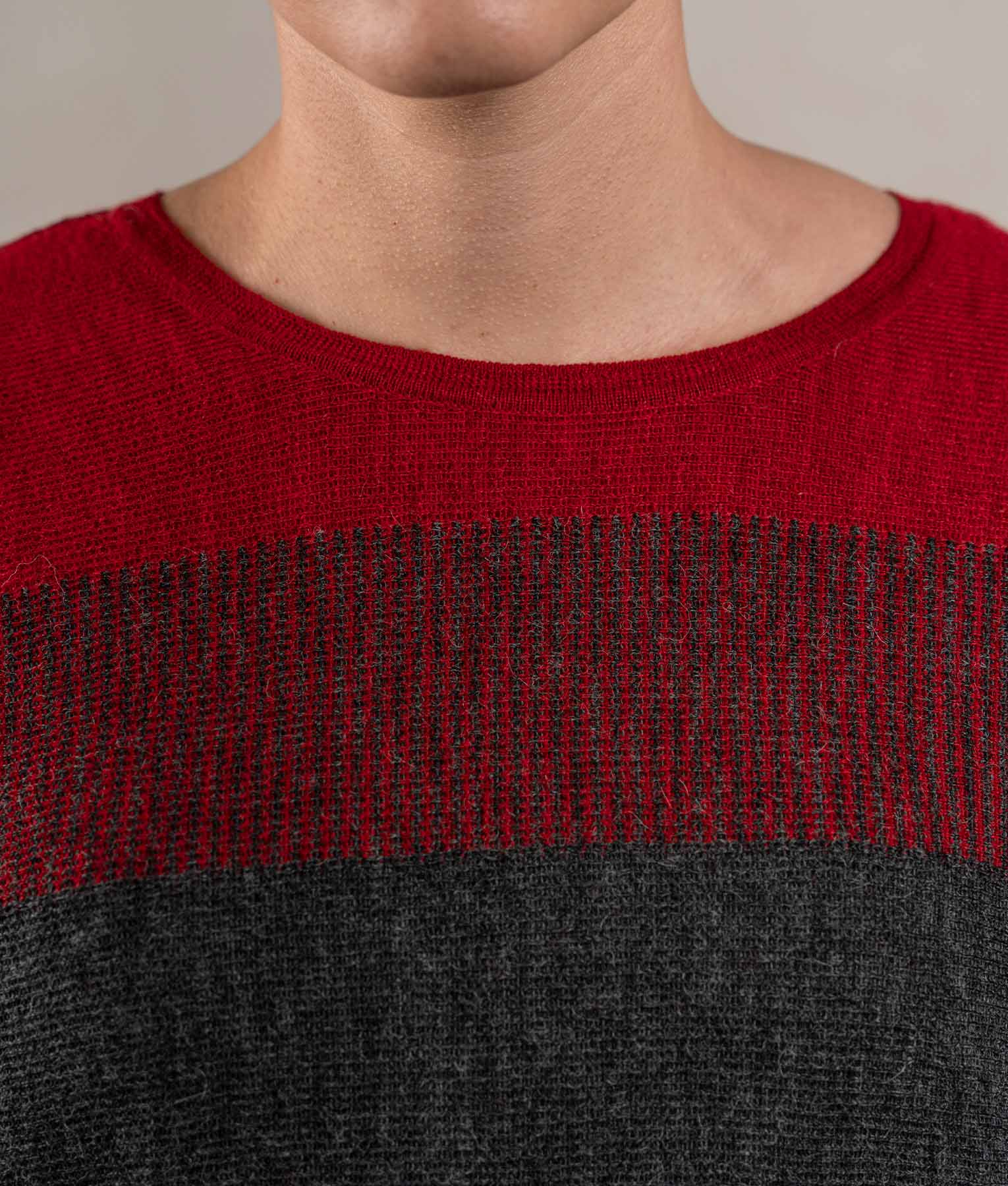 Easy Fit Sweatshirt Sweater - Deep Red And Dark Grey - Image 2