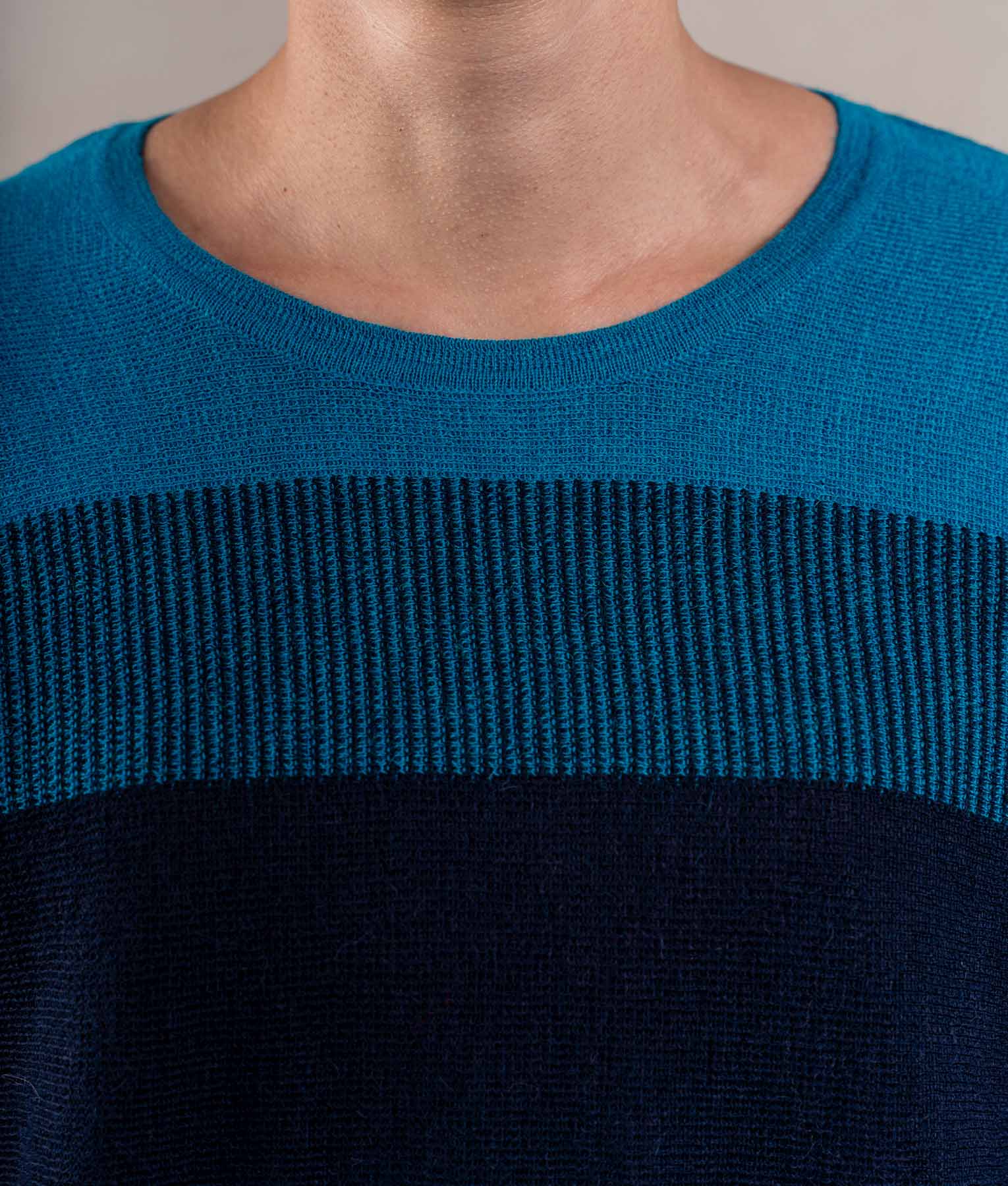 Easy Fit Sweatshirt Sweater - Teal Blue And Midnight Navy - Image 3