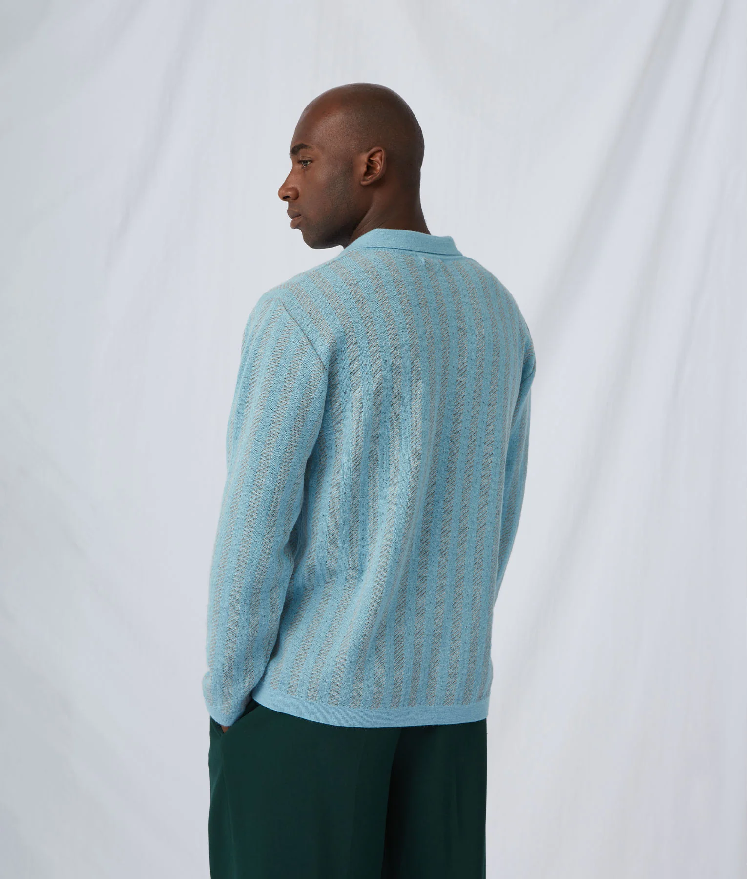 Flowing Ribs Polo Neck Men's Sweater - Image 5