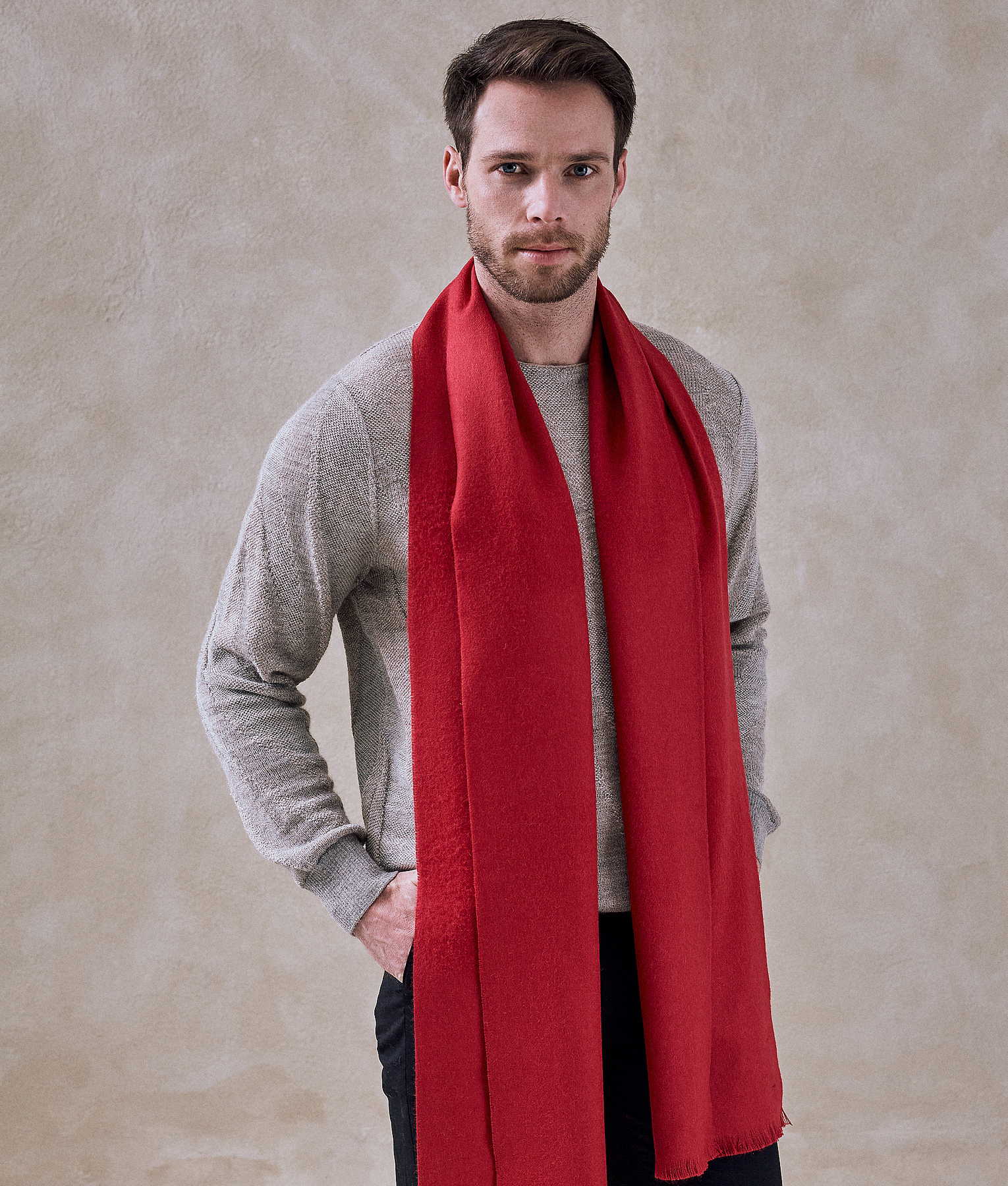 Fringed Baby Alpaca Brushed Scarf