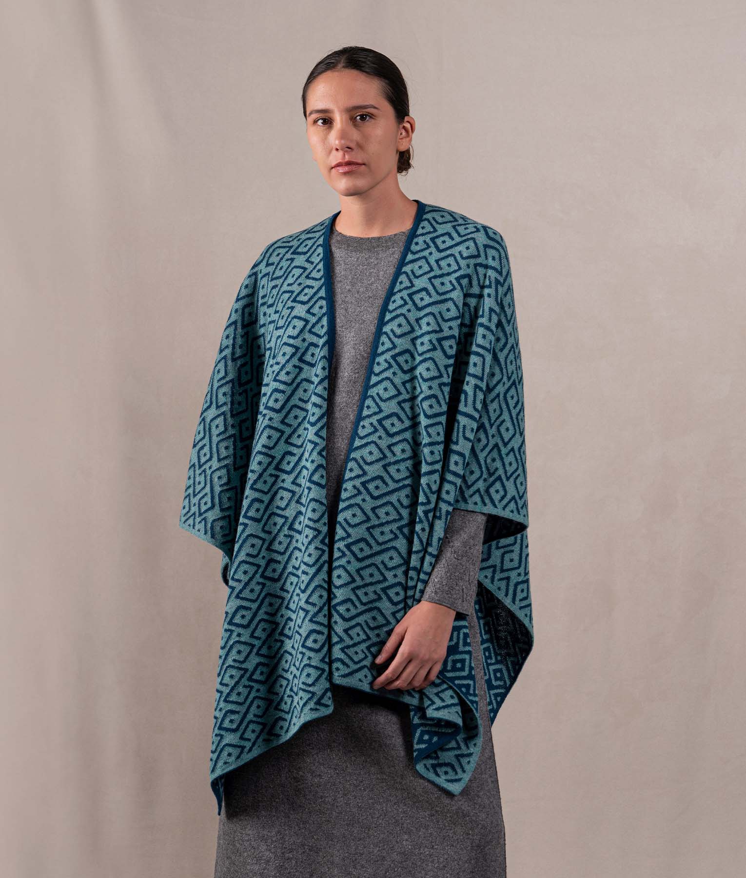 Gala Cape - Medium Sky Blu And Petrol Blue - Image 3