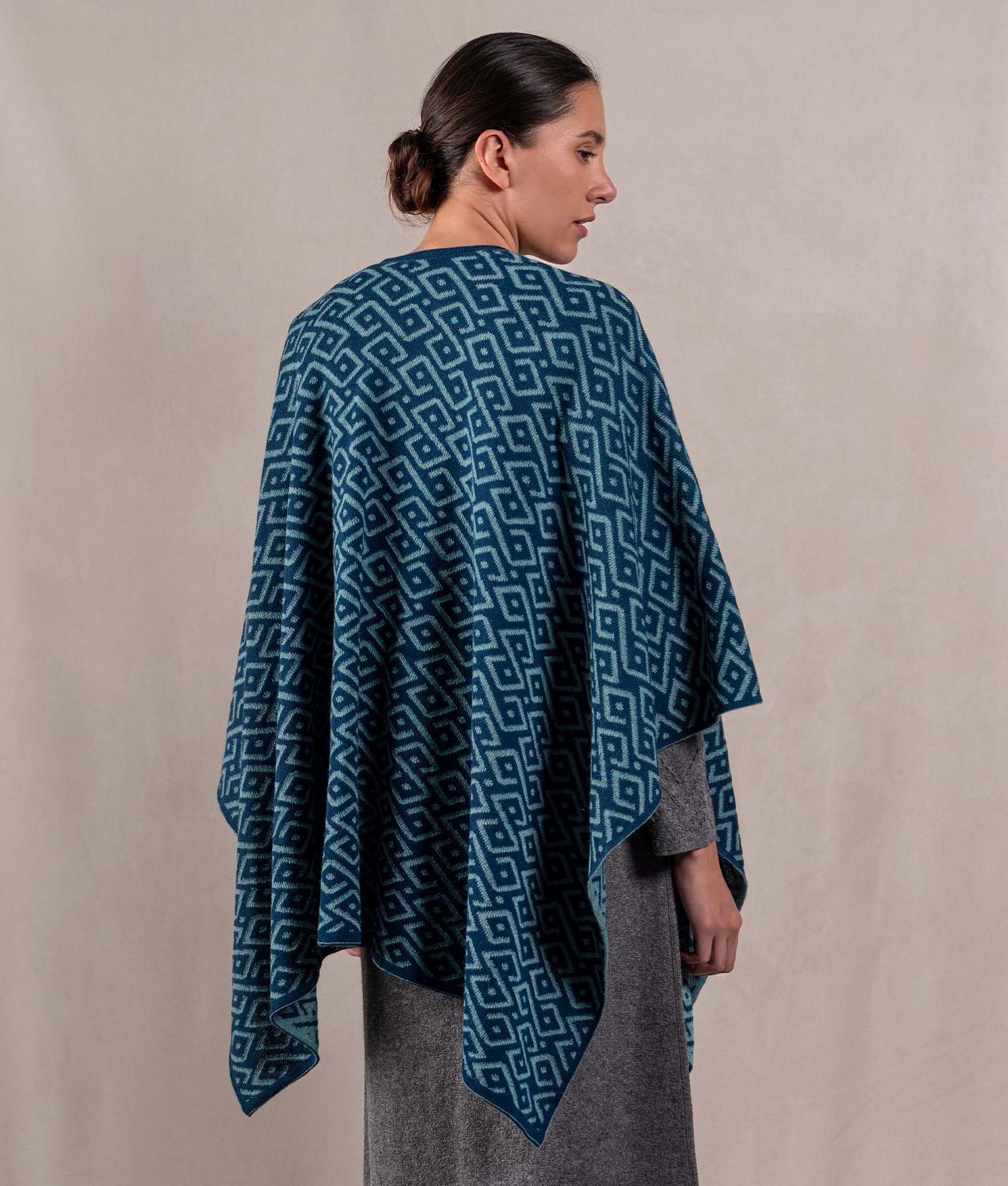 Gala Cape - Medium Sky Blu And Petrol Blue - Image 4