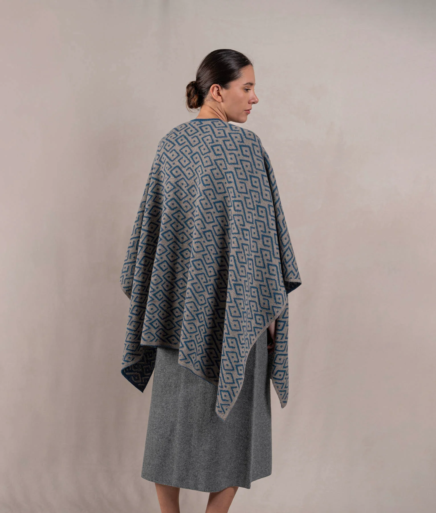 Gala Cape - Petrol Blue And Light Grey - Image 3