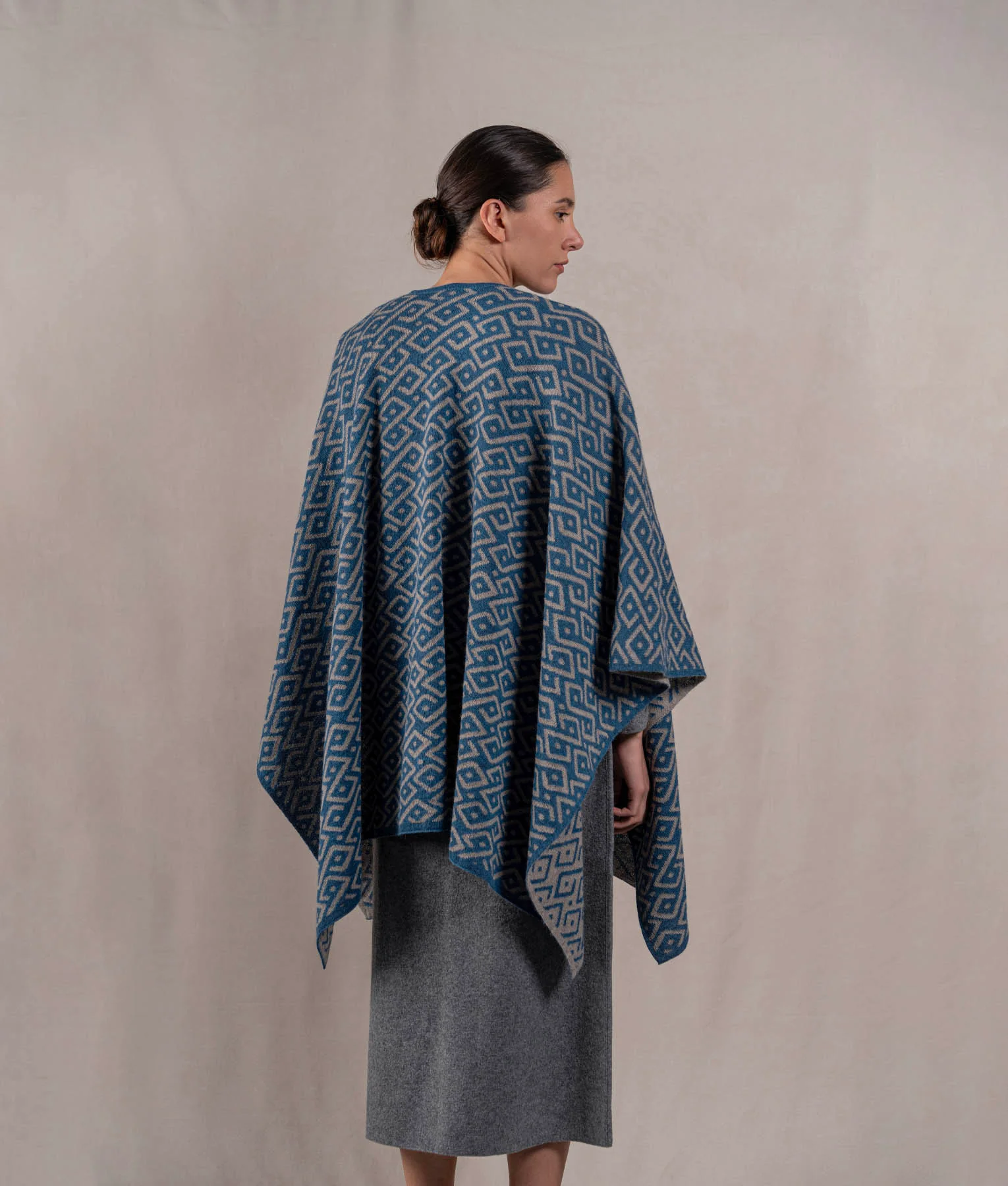 Gala Cape - Petrol Blue And Light Grey - Image 4