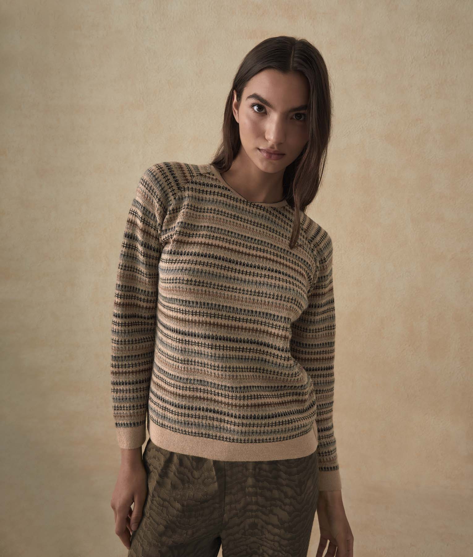 Jacquard Bomber Sweater - Sesame And Multicolor - Image 2
