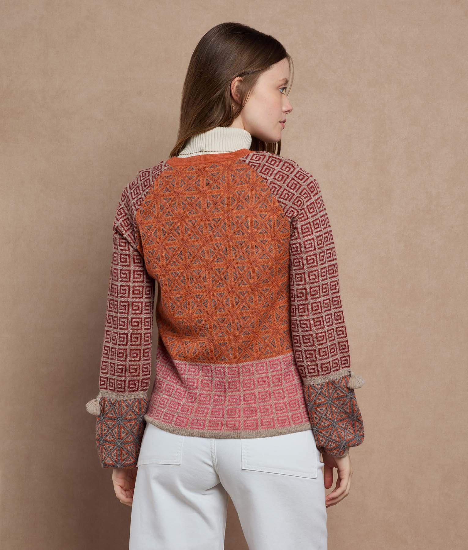 Jacquard Puffed Sleeves Sweater - Image 7