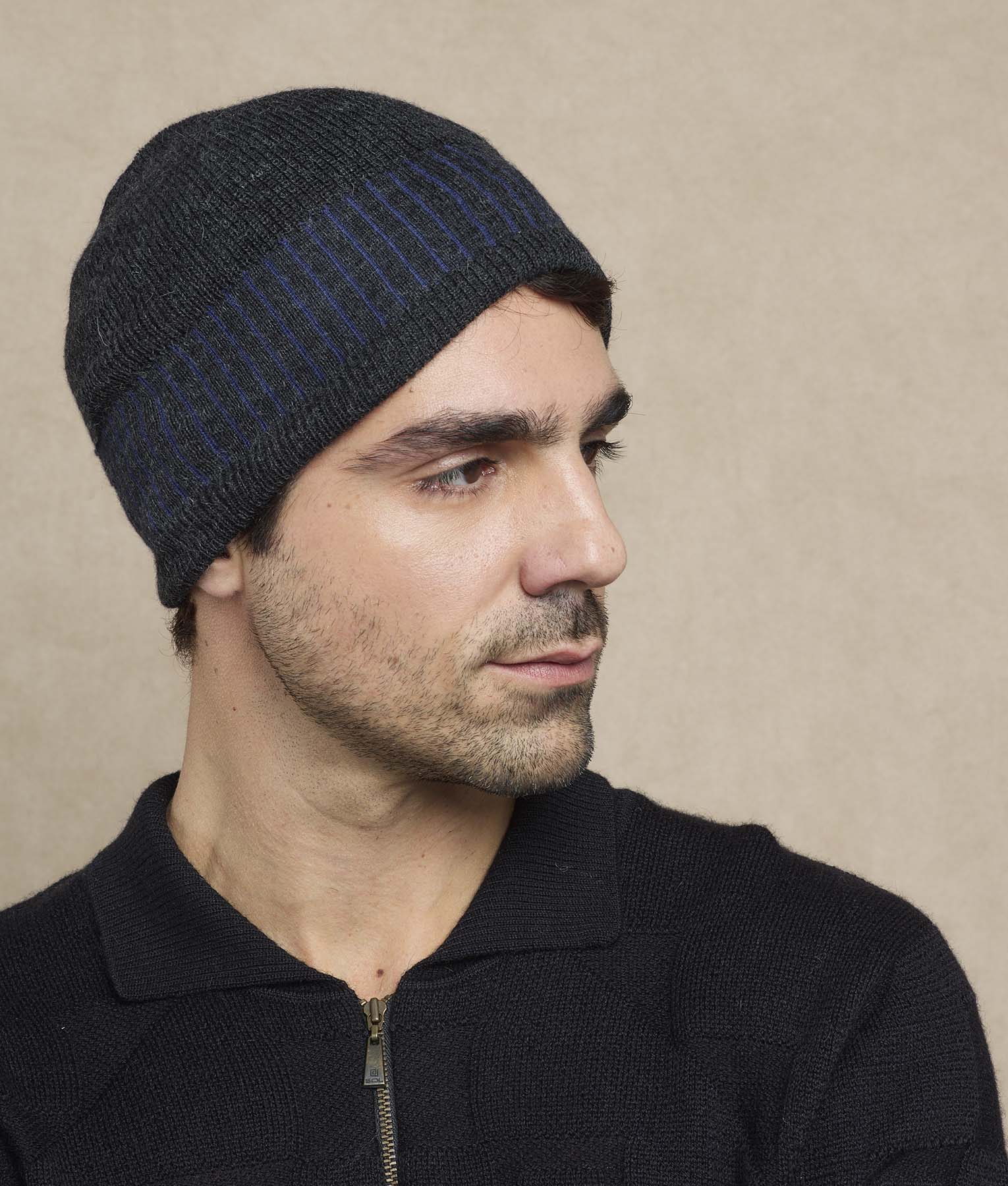 Jacquard & Ribs Reversible Beanie - Image 2