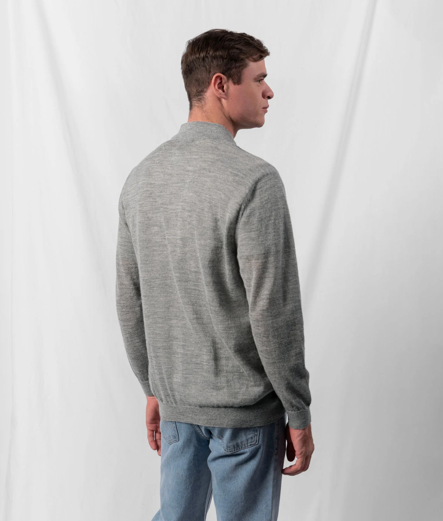 Jersey Mock Cardigan - Light Grey - Image 3
