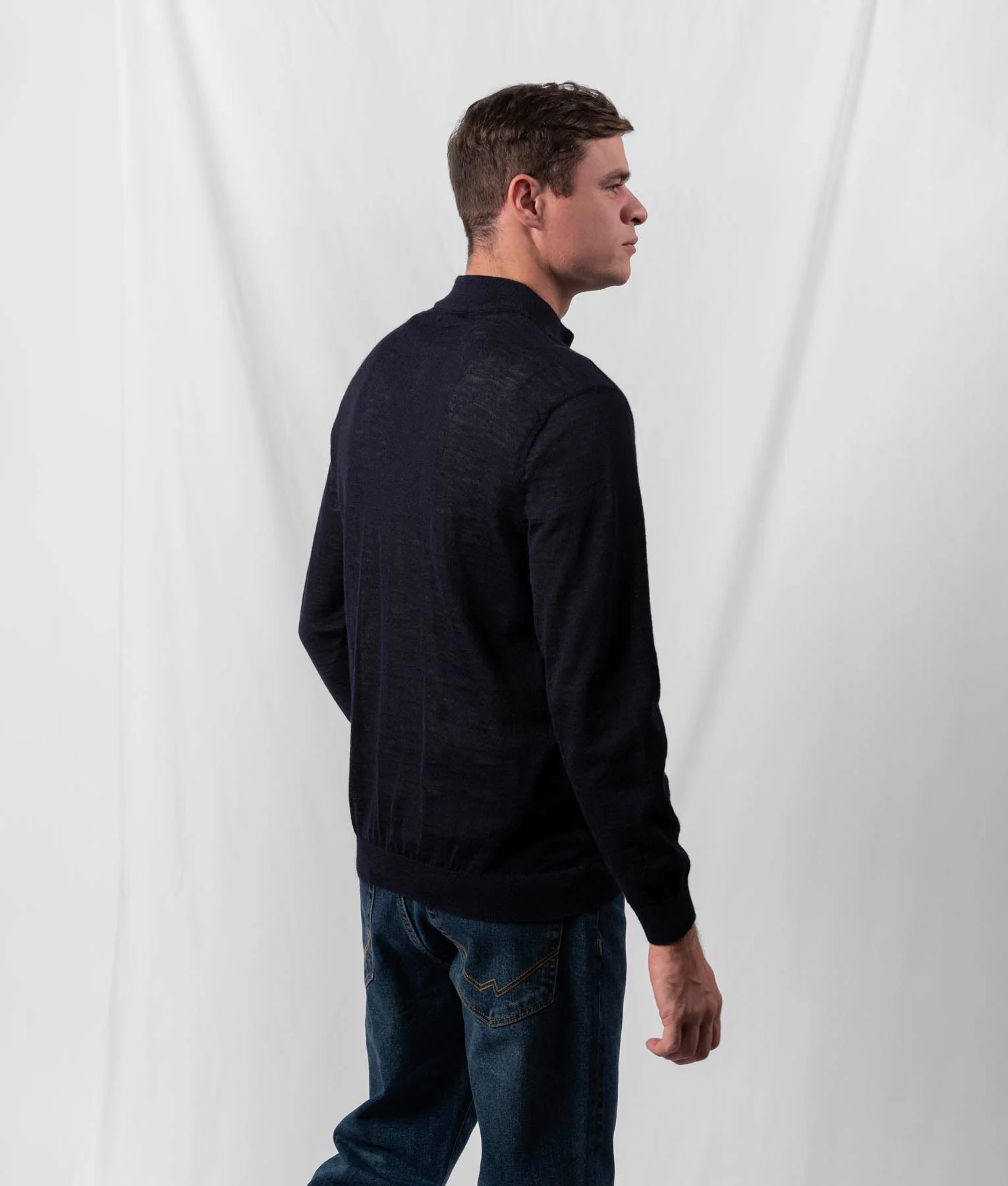 Jersey Mock Cardigan - Navy Blue - Image 3
