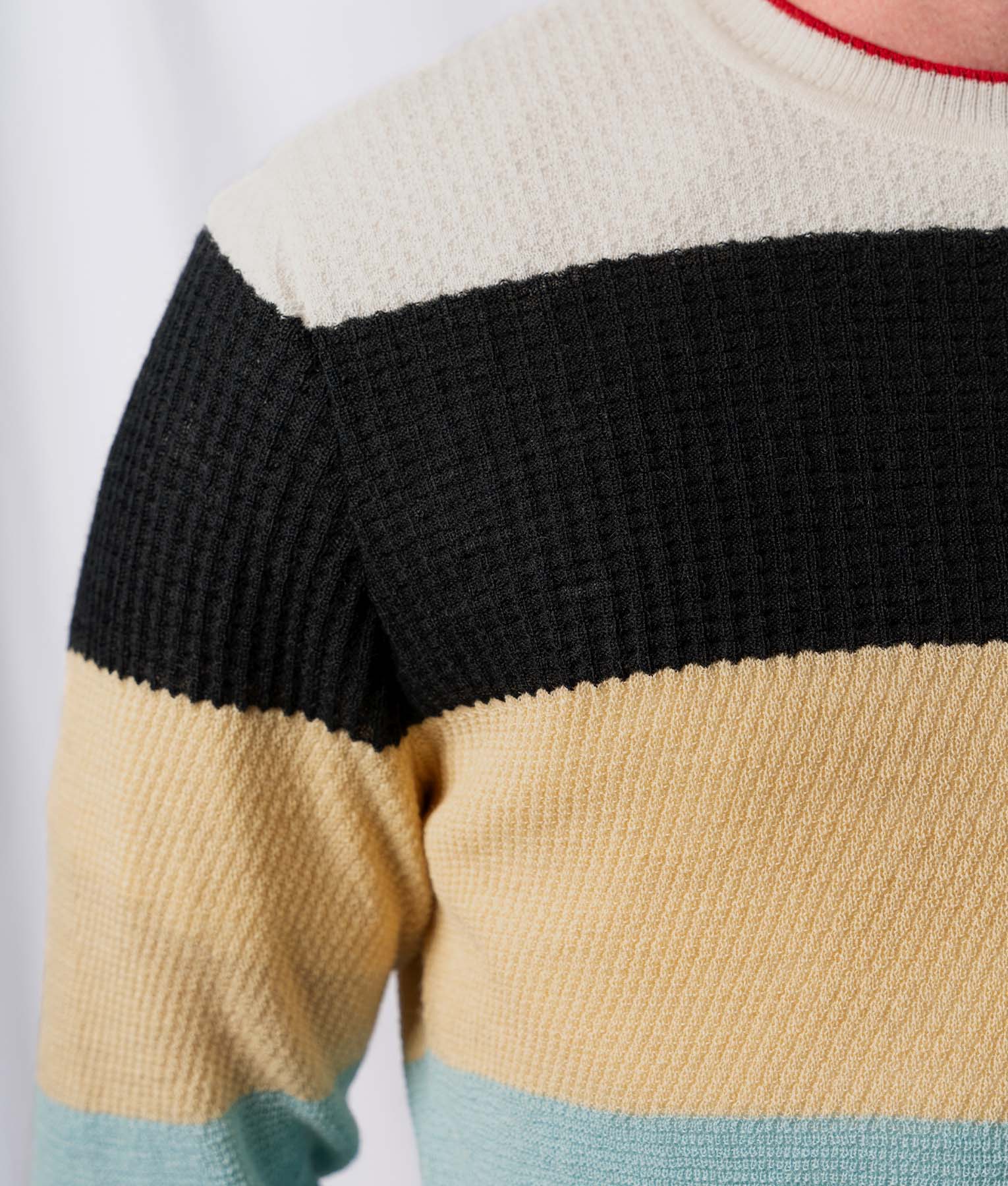 Linear O Neck Men'S Sweater - Ivory Y Black - Image 2