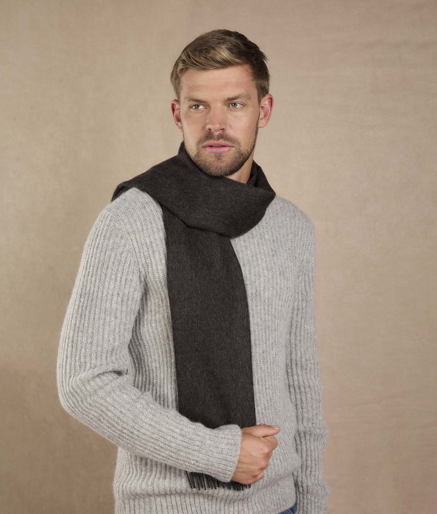 Long Brushed Scarf - Black Oyster - Image 2