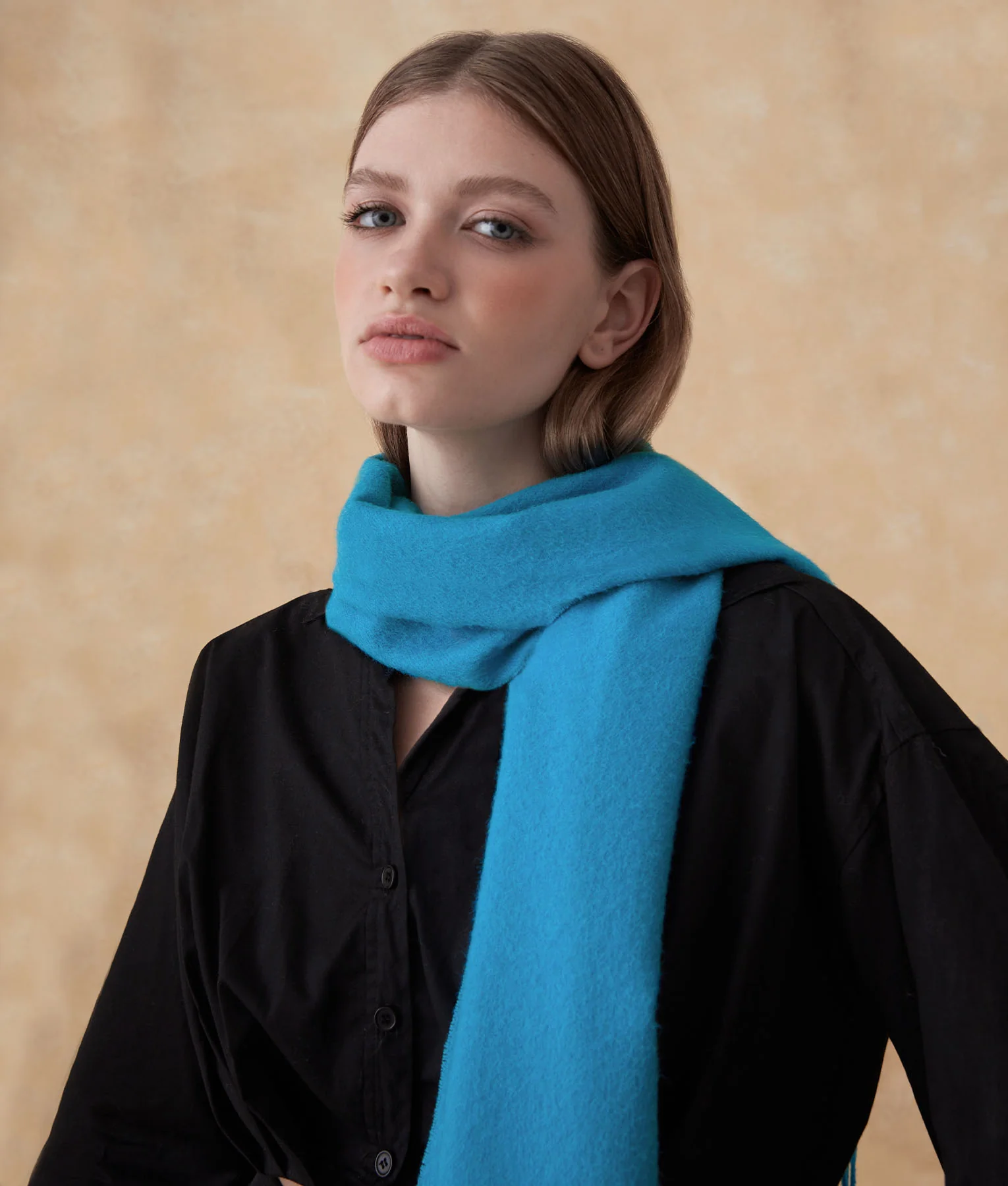 Long Brushed Scarf - Blue Turkish Tile - Image 2
