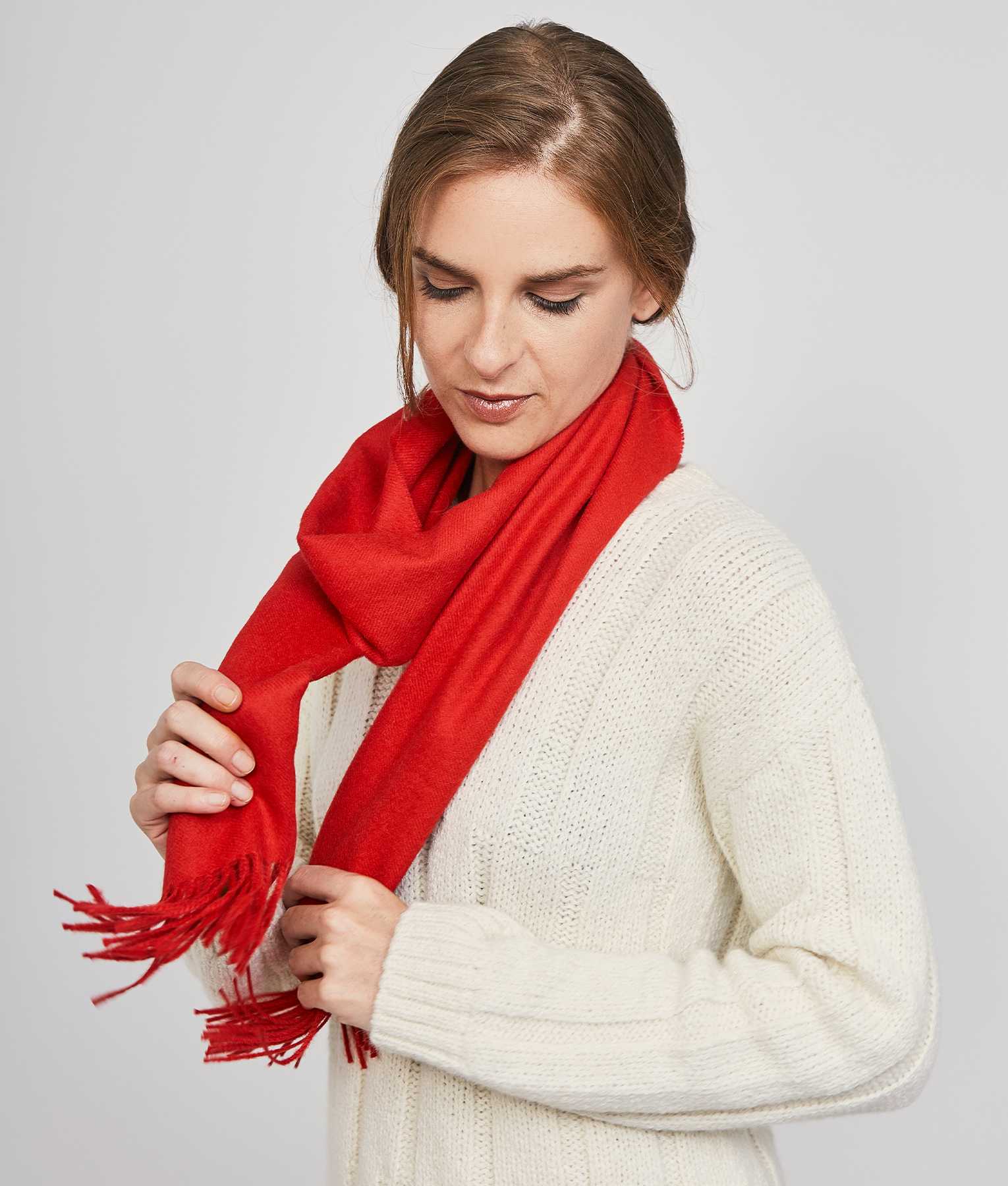 Long Brushed Scarf - Equestriand Red