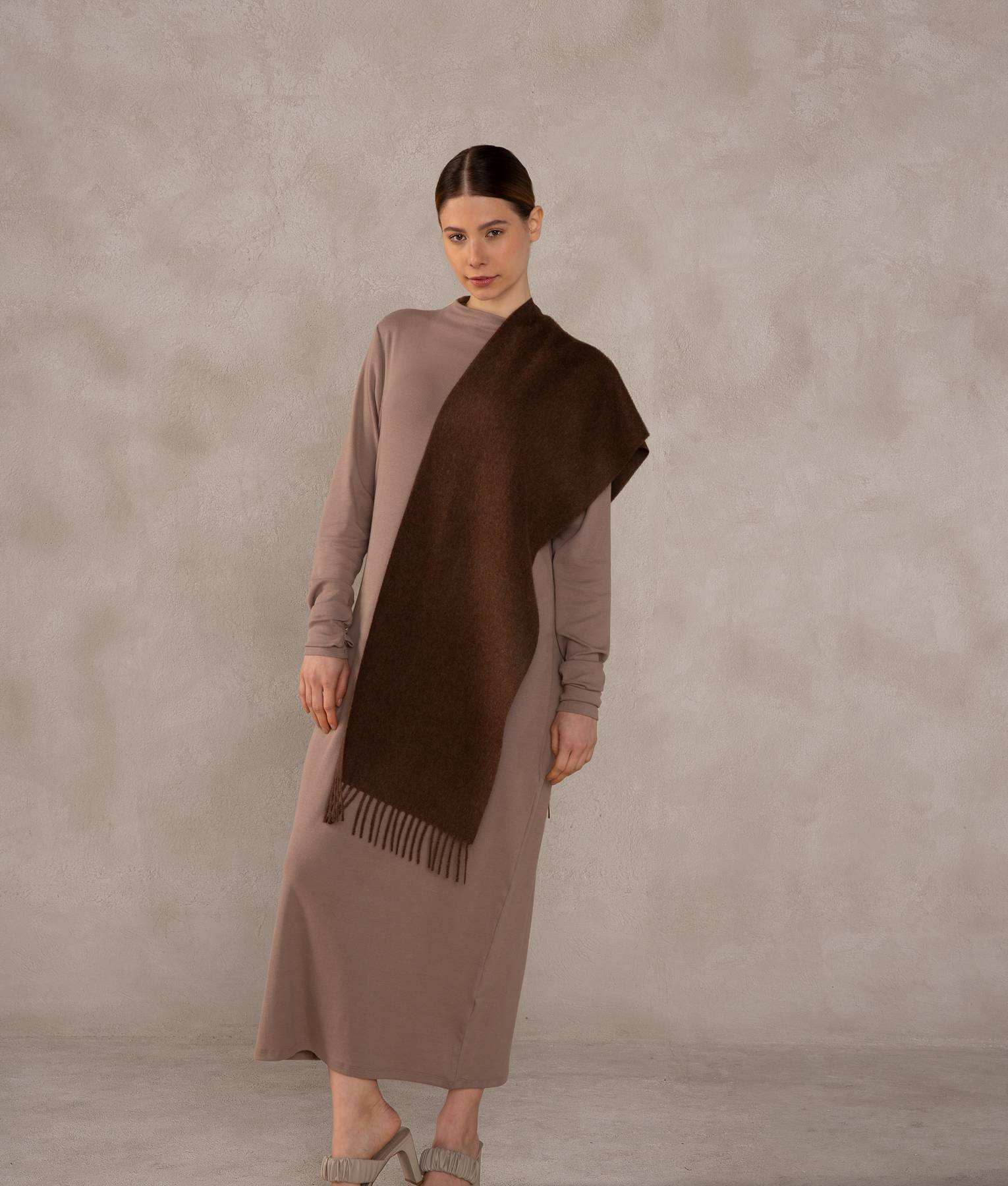 Long Brushed Scarf - Fondue Fudge - Image 2