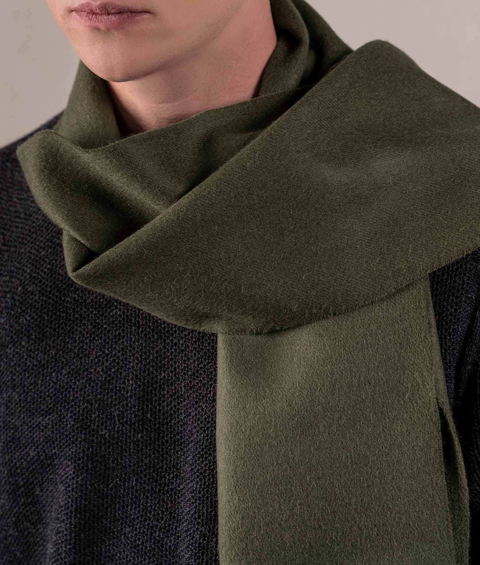 Long Brushed Scarf - Green Olive - Image 2
