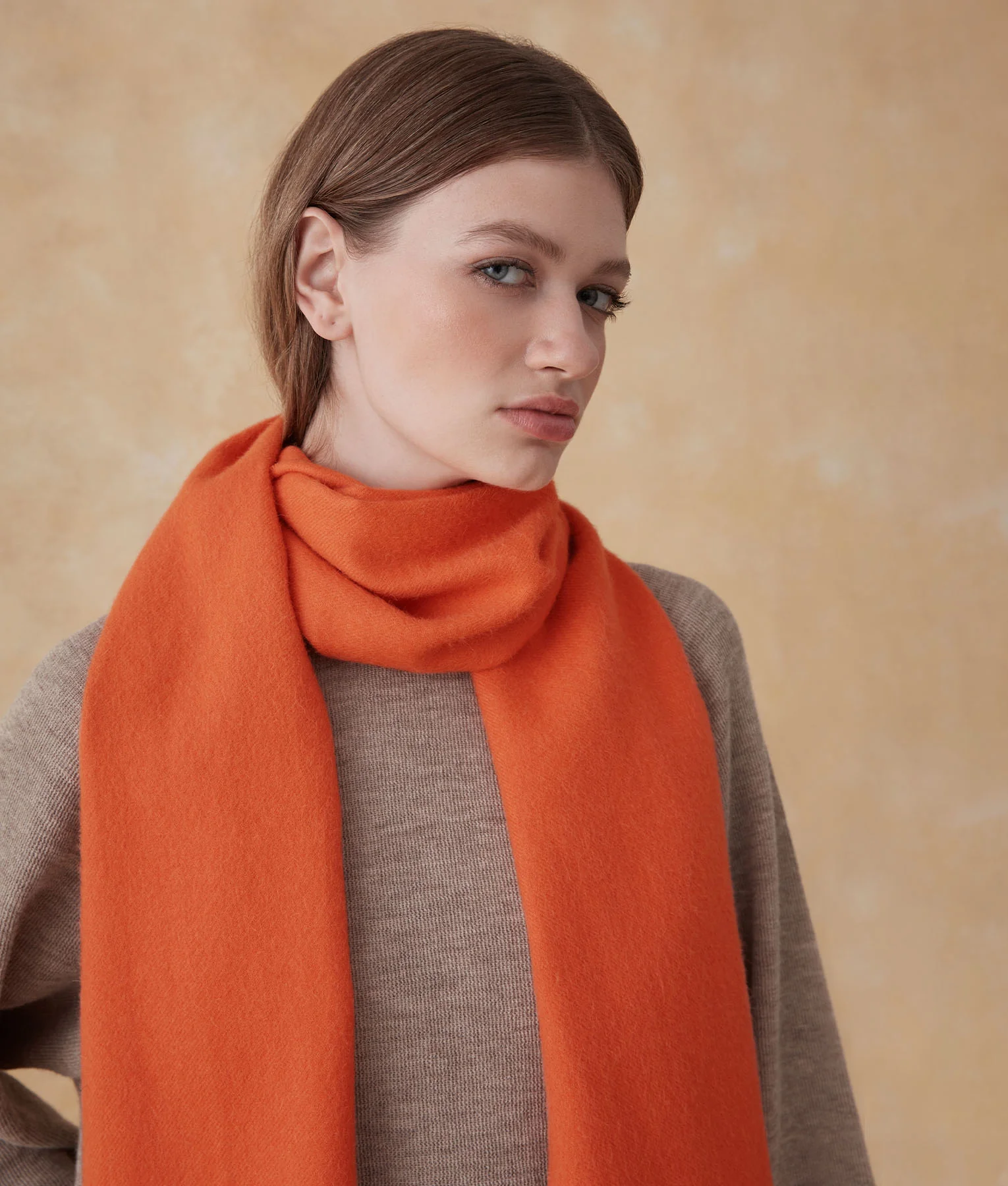 Long Brushed Scarf - Koi Orange - Image 2