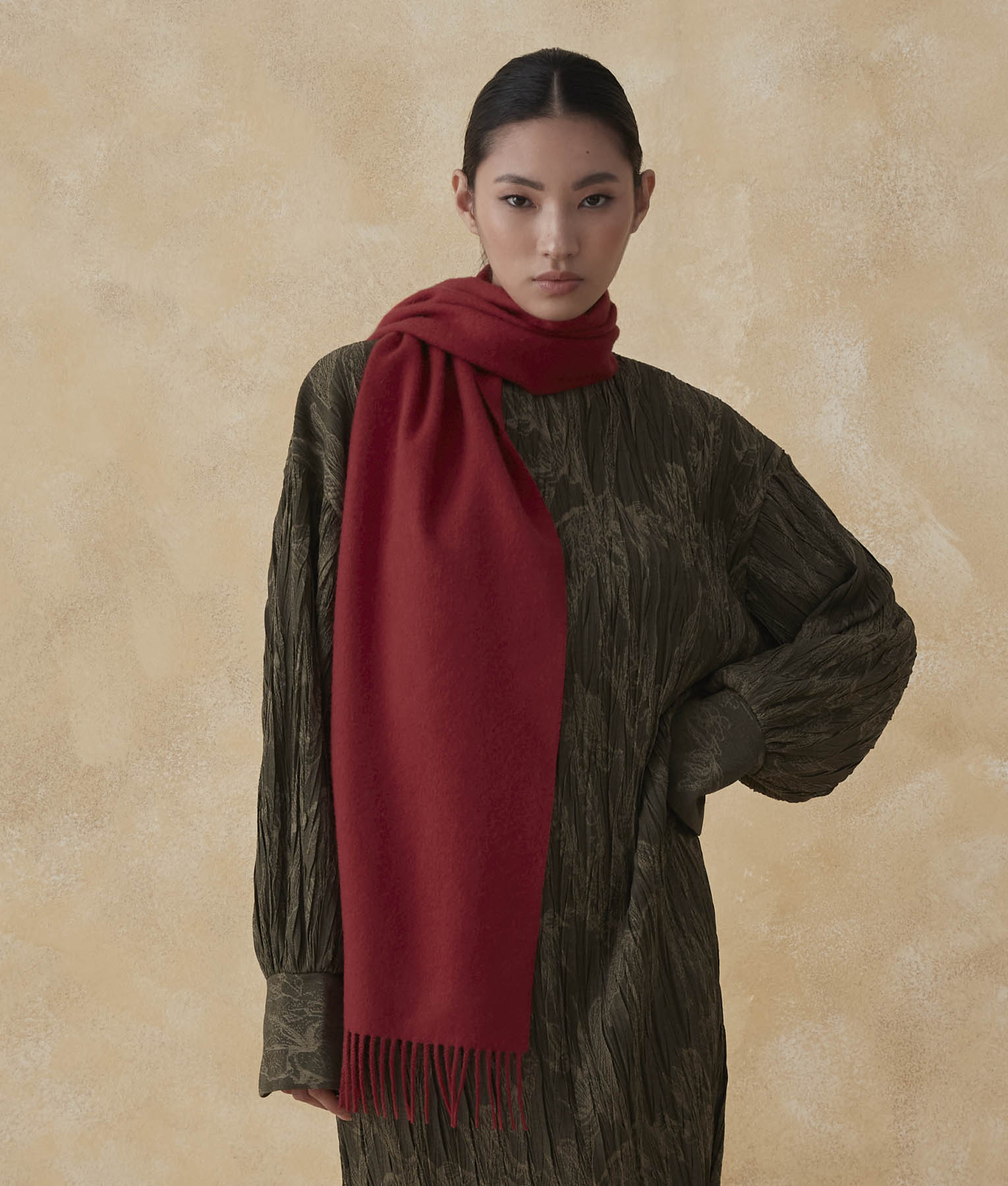 Long Brushed Scarf - Scarlet Smile - Image 2