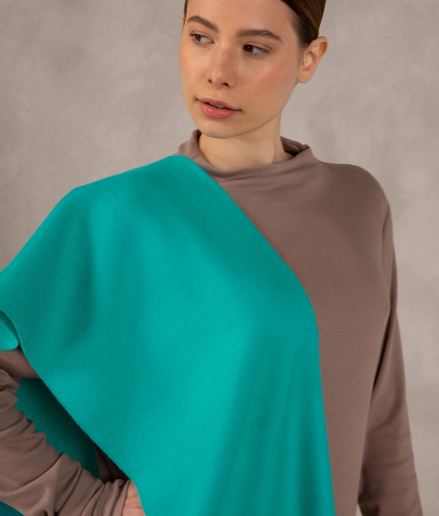 Long Brushed Scarf - Viridian Green - Image 2