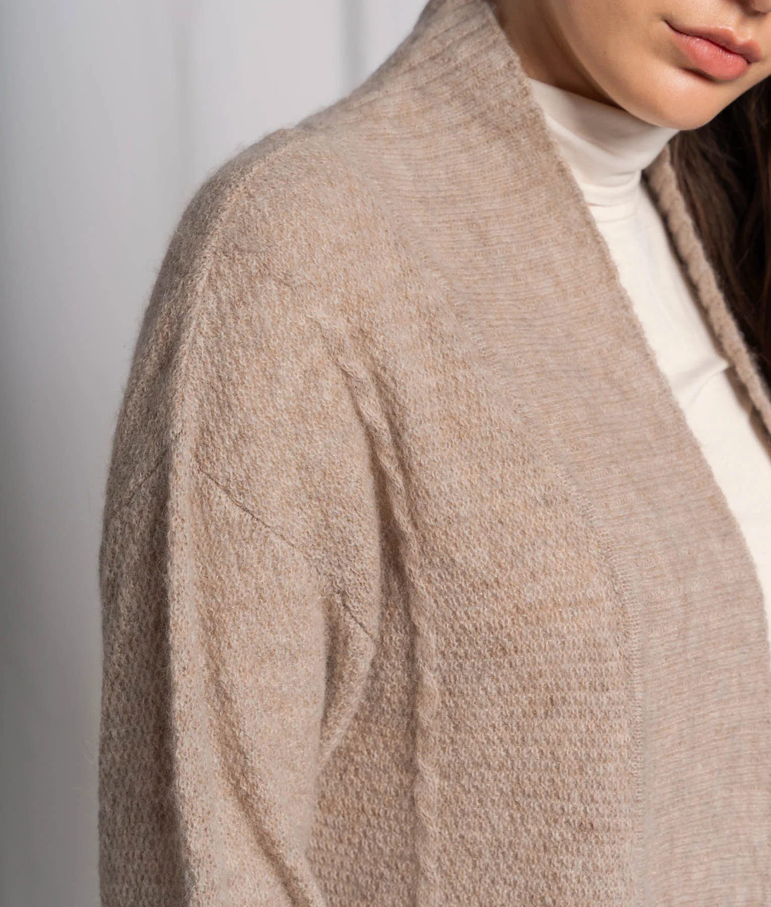 Long Seed Stitch Cardigan With Details - Image 2