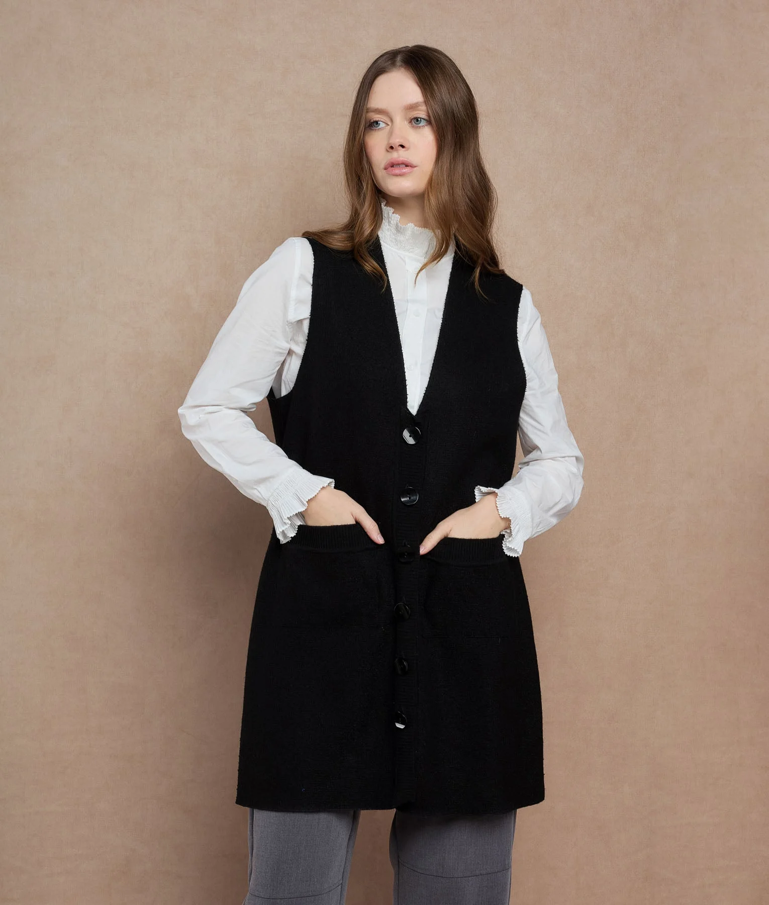 Long Vee Neck Vest - Image 3