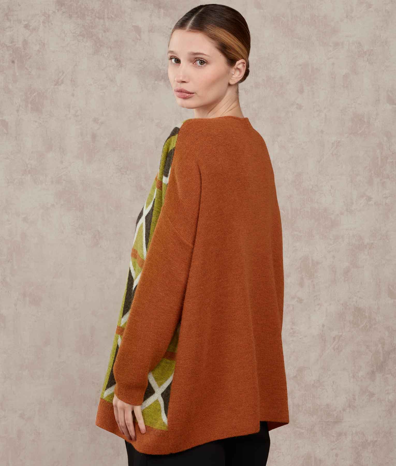 Loose Poncho And Collar - Molten Lava And Vallarta Blue - Image 2