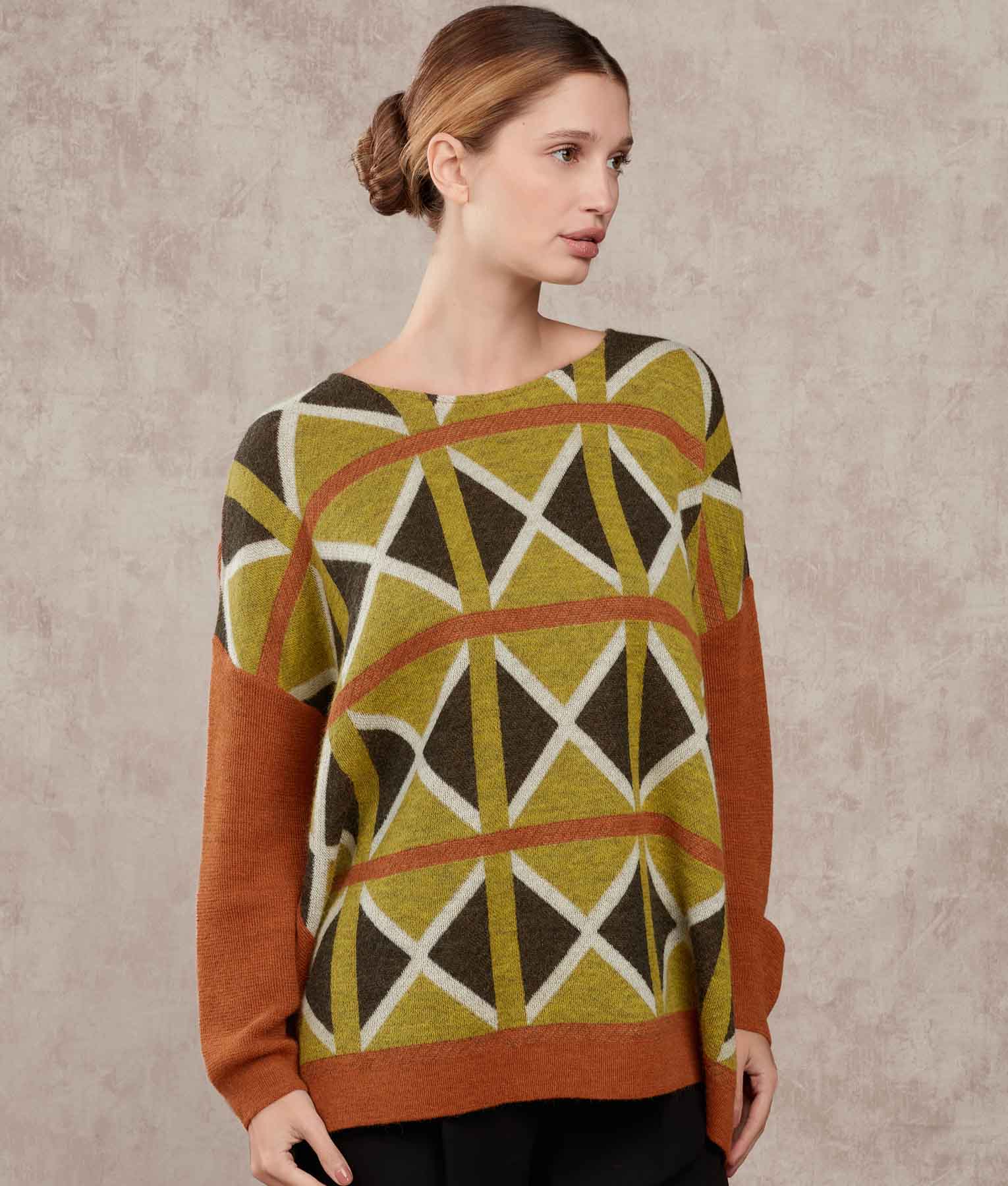 Loose Poncho And Collar - Molten Lava And Vallarta Blue - Image 3