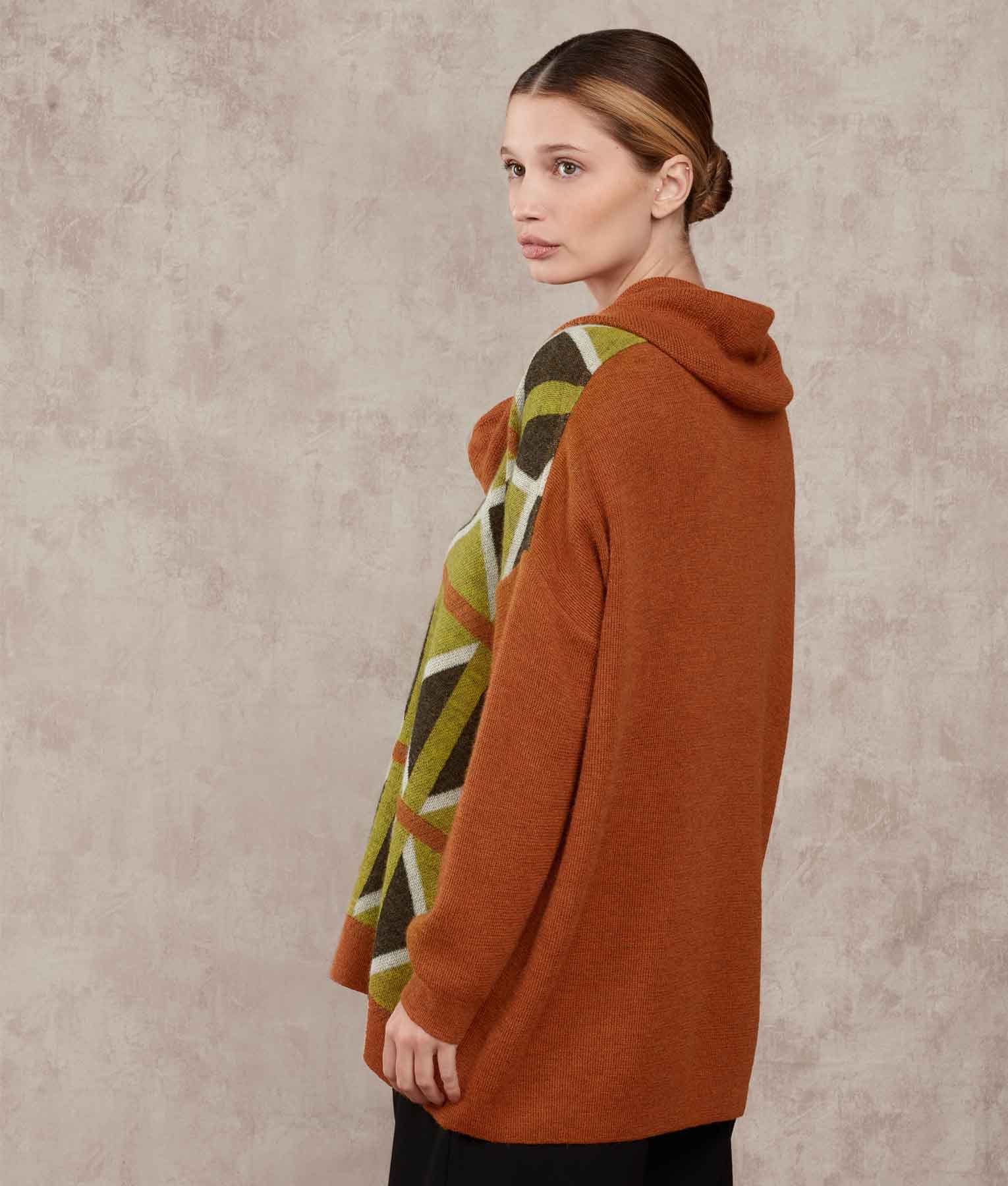 Loose Poncho And Collar - Molten Lava And Vallarta Blue - Image 4