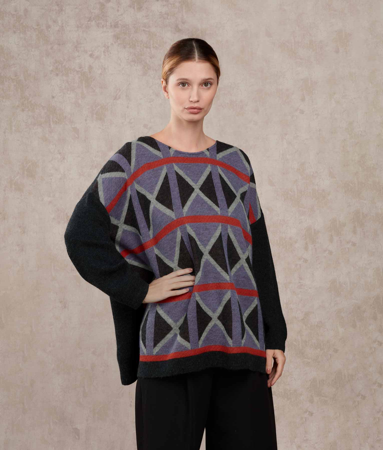 Loose Poncho And Collar - Purple Haze And Koi - Image 2