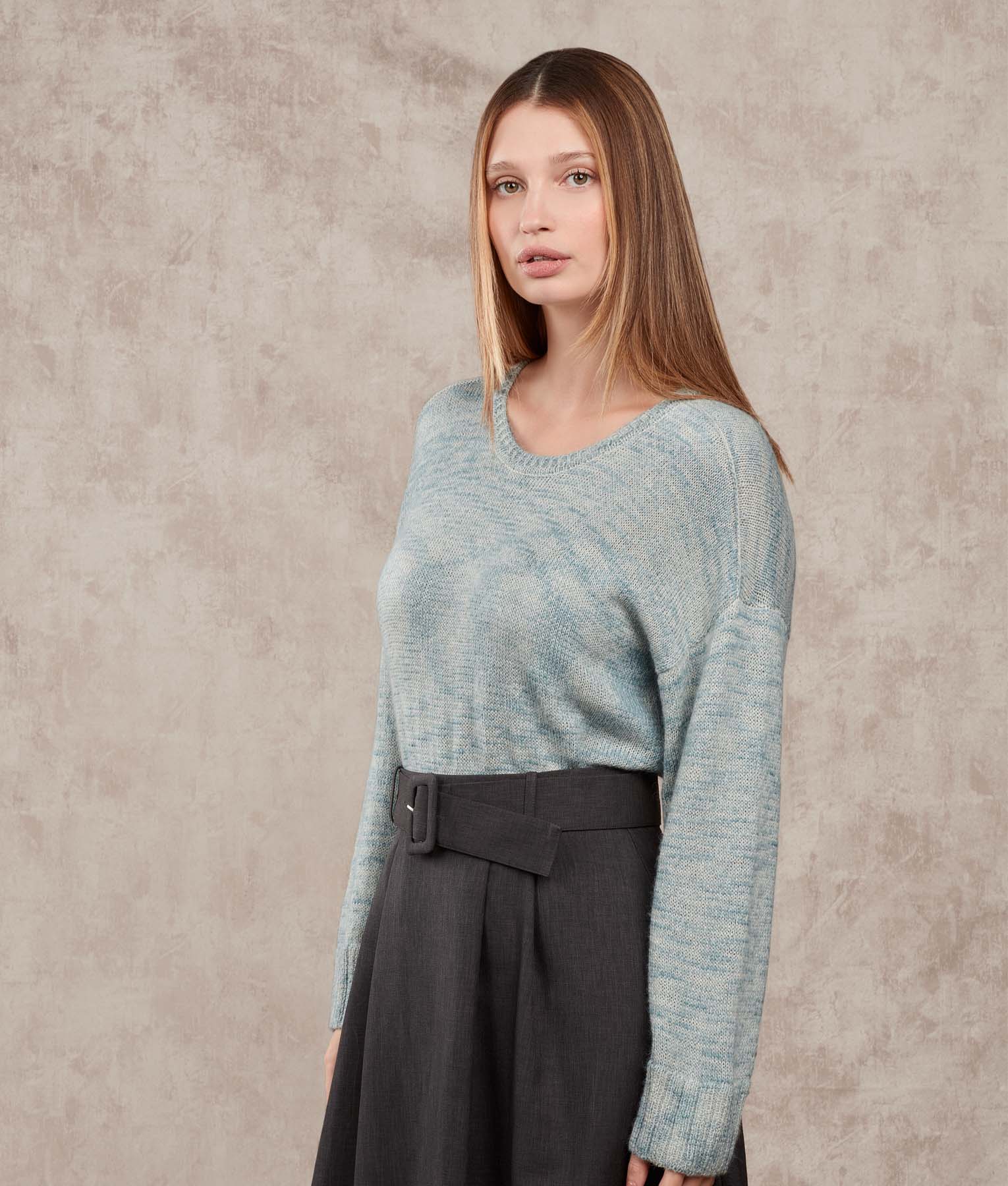 Loose Scoope Neck Sweater - Image 3