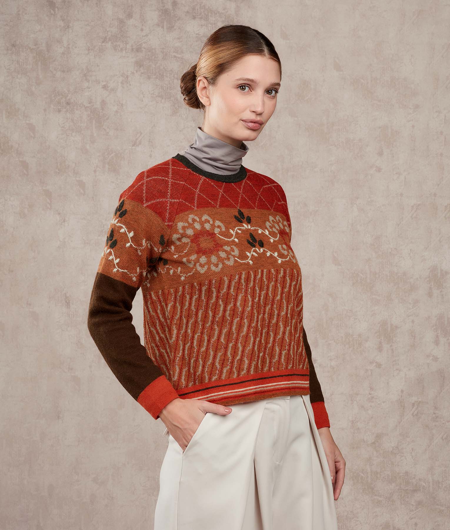 Los Flores Sweater - Autumn Ocher And Iron Gray