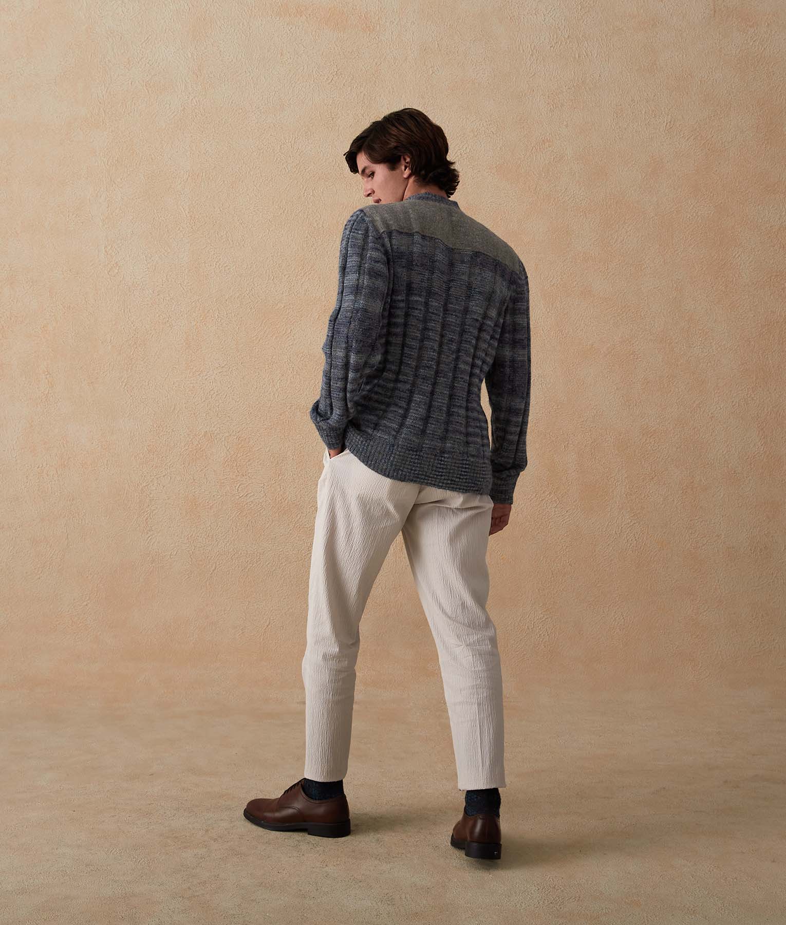 Men's Half-Zipped Ribbed Sweater - Image 2